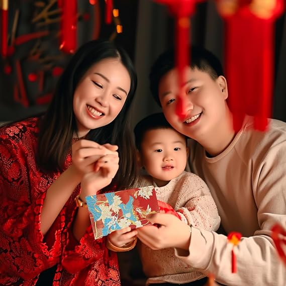 18 Pcs Red Envelopes Chinese New Year, Cash Red Packets, Chinoiserie Hong bao Lucky Gift Money Envelopes for Lunar New Year, Wedding, Birthday 6 Designs 3.34 x 6.5 Inches
