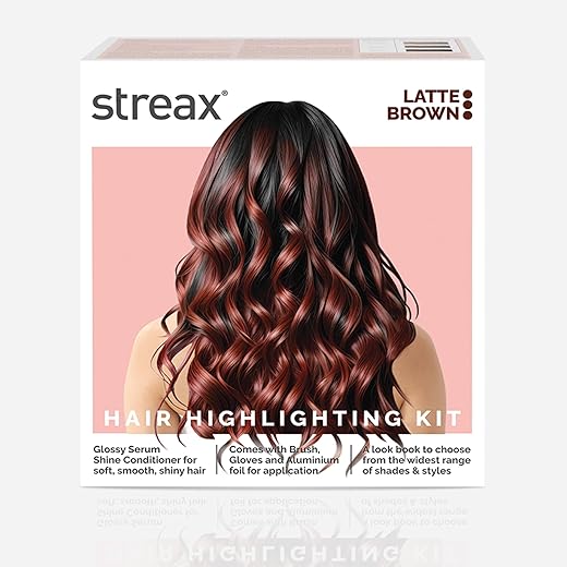 Streax Hair Colour Highlight Kit | Brown Hair Colour, Latte Brown – Pack of 1 I Enriched with Walnut & Argan Oil I Hair Colour for Women | Rich, vibrant, Easy to use, DIY…