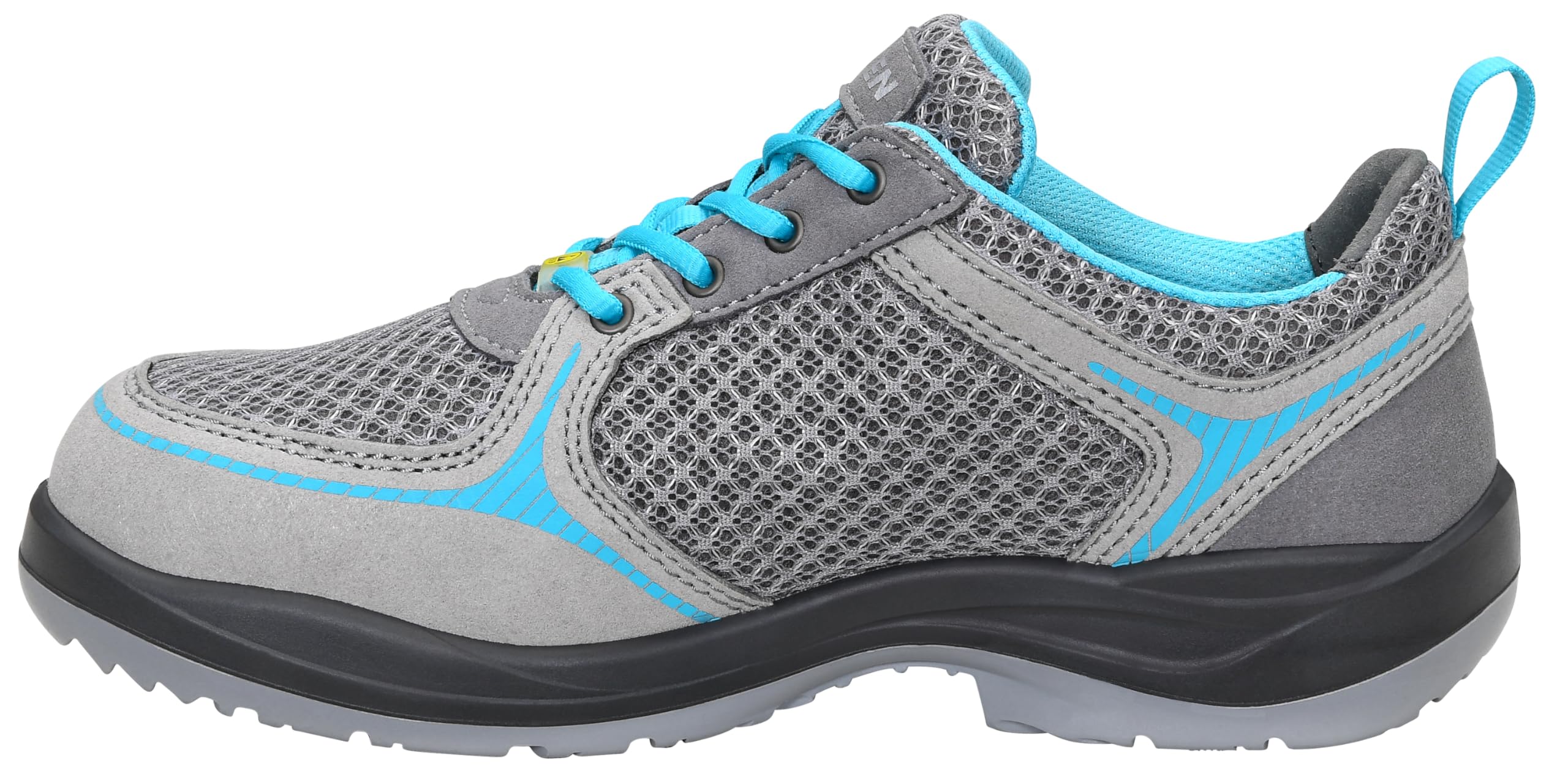 ELTEN Sicherheitsschuhe MILA aqua Low ESD S1, Damen, Textil, Stahlkappe, leicht, sportlich, Grau/Türkis, Größe: 38