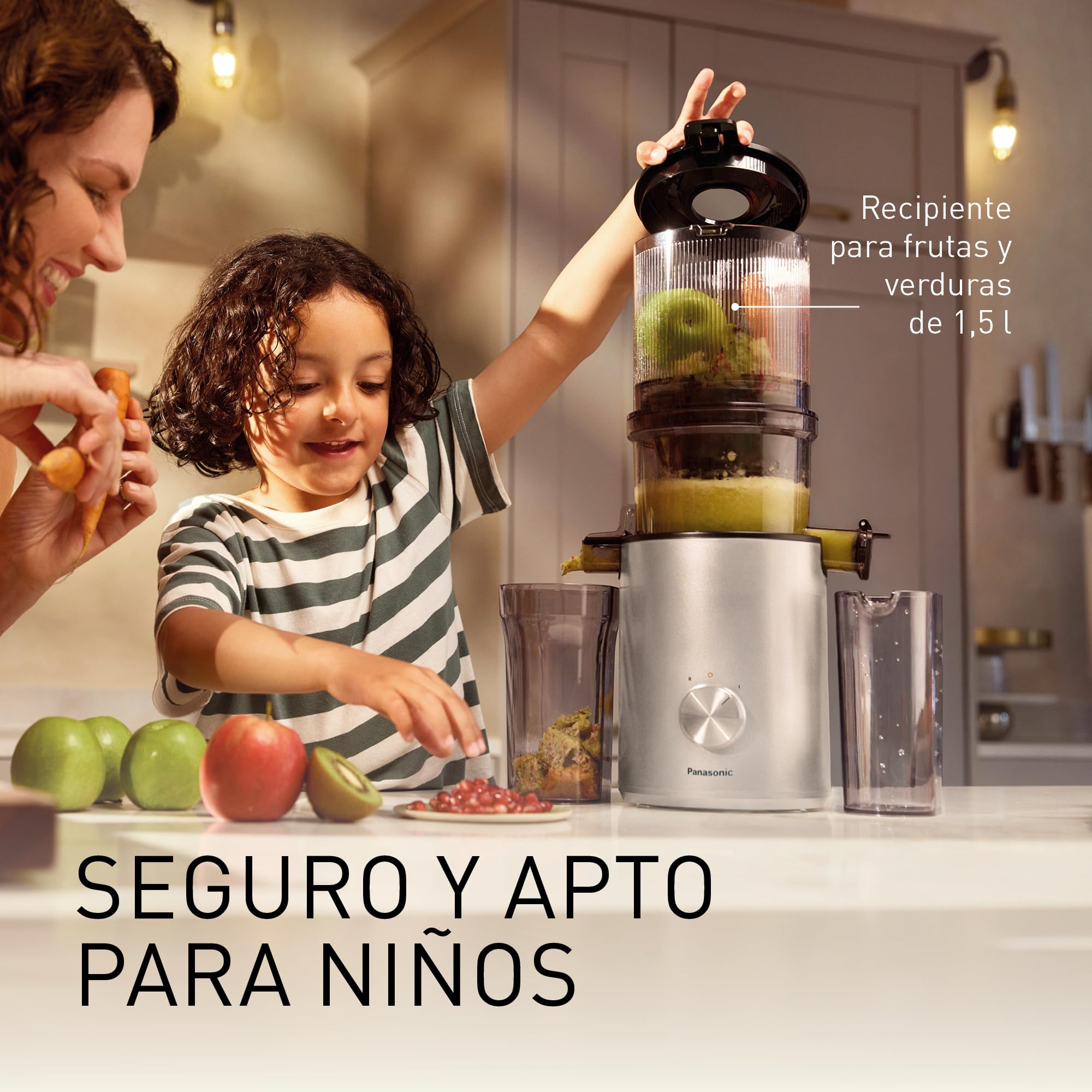 Panasonic Slow Juicer MJ-L800HXE Licuadora, Prensado En Frío, Color Plata