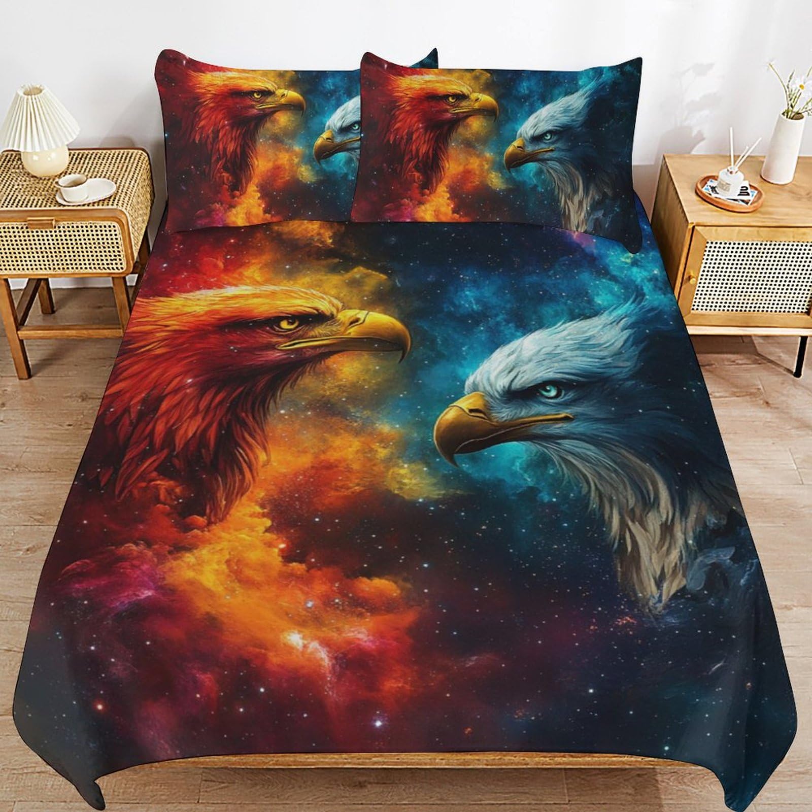 Housse de couette 135x200 motif animal avec sa taie d'oreiller en microfibre