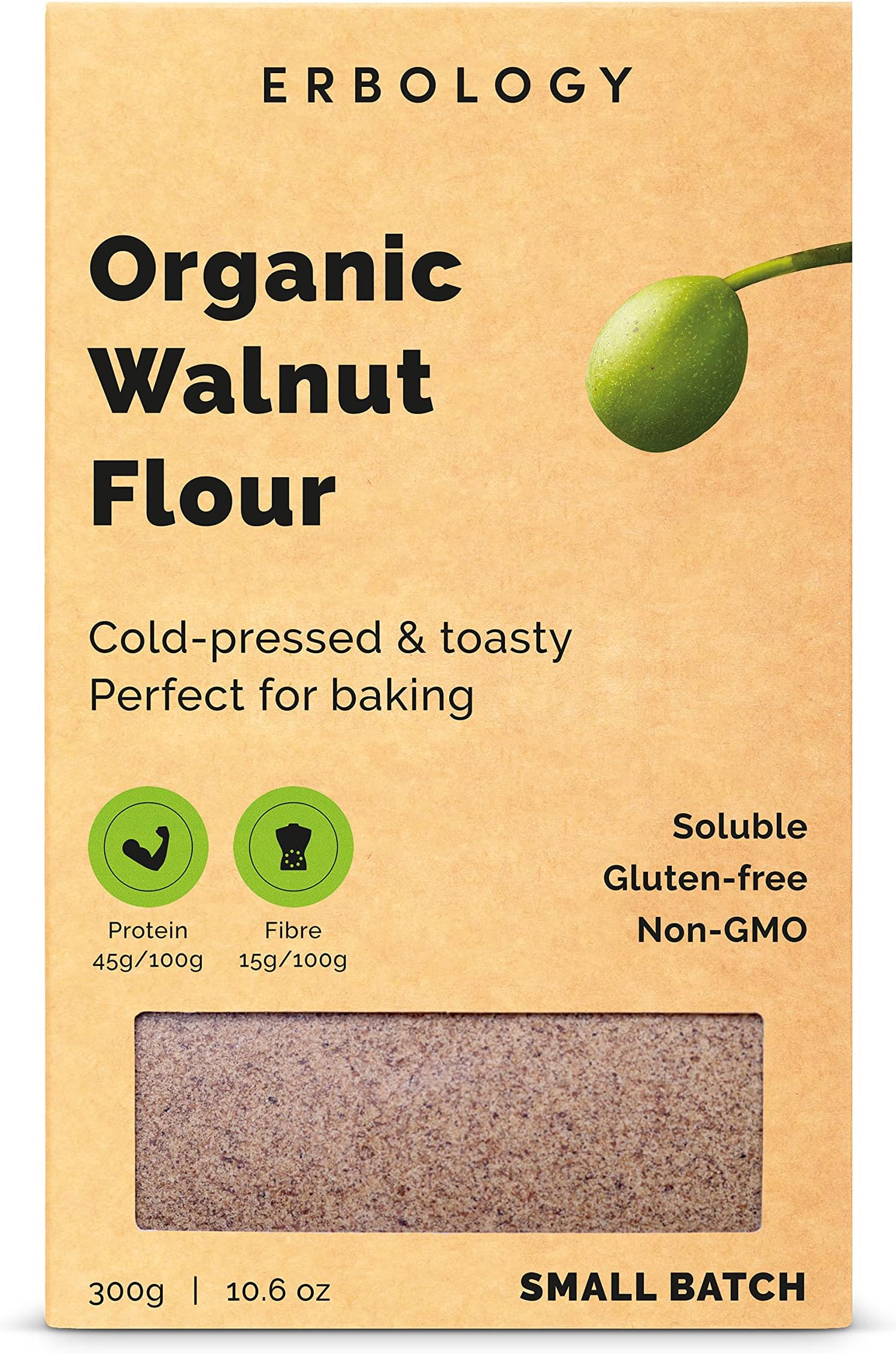 100% Organic Walnut Flour 300g - Cold-Pressed Raw Walnuts - Small Batch - Sustainably Straight from Farm in Transylvania - Non-GMO - Recyclable Packaging