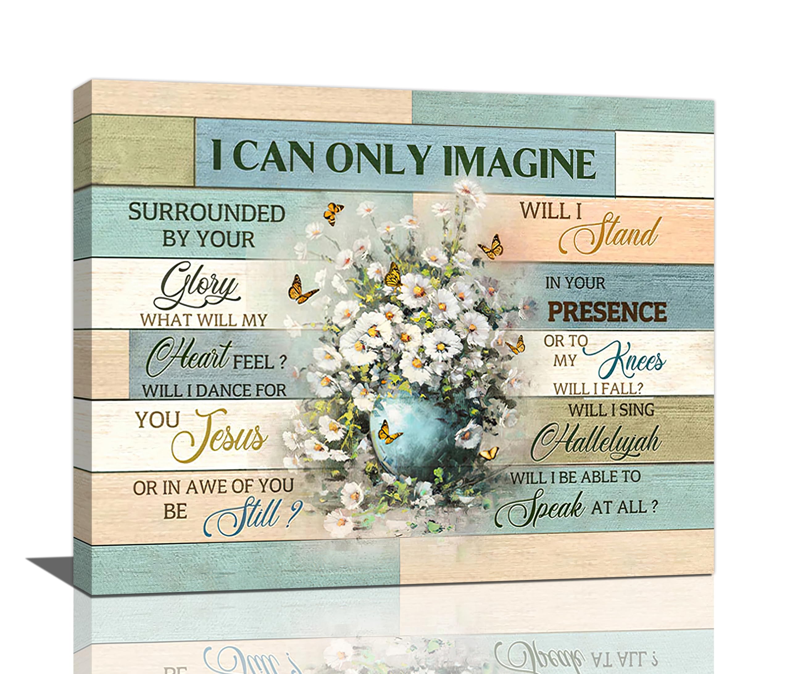 Christian Bathroom Decor Wall Art Farmhouse Daisy I Can Only Imagine Pictures Religious Floral Butterfly Canvas Painting Flower Framed Artwork for Kitchen Living Room Bedroom 20