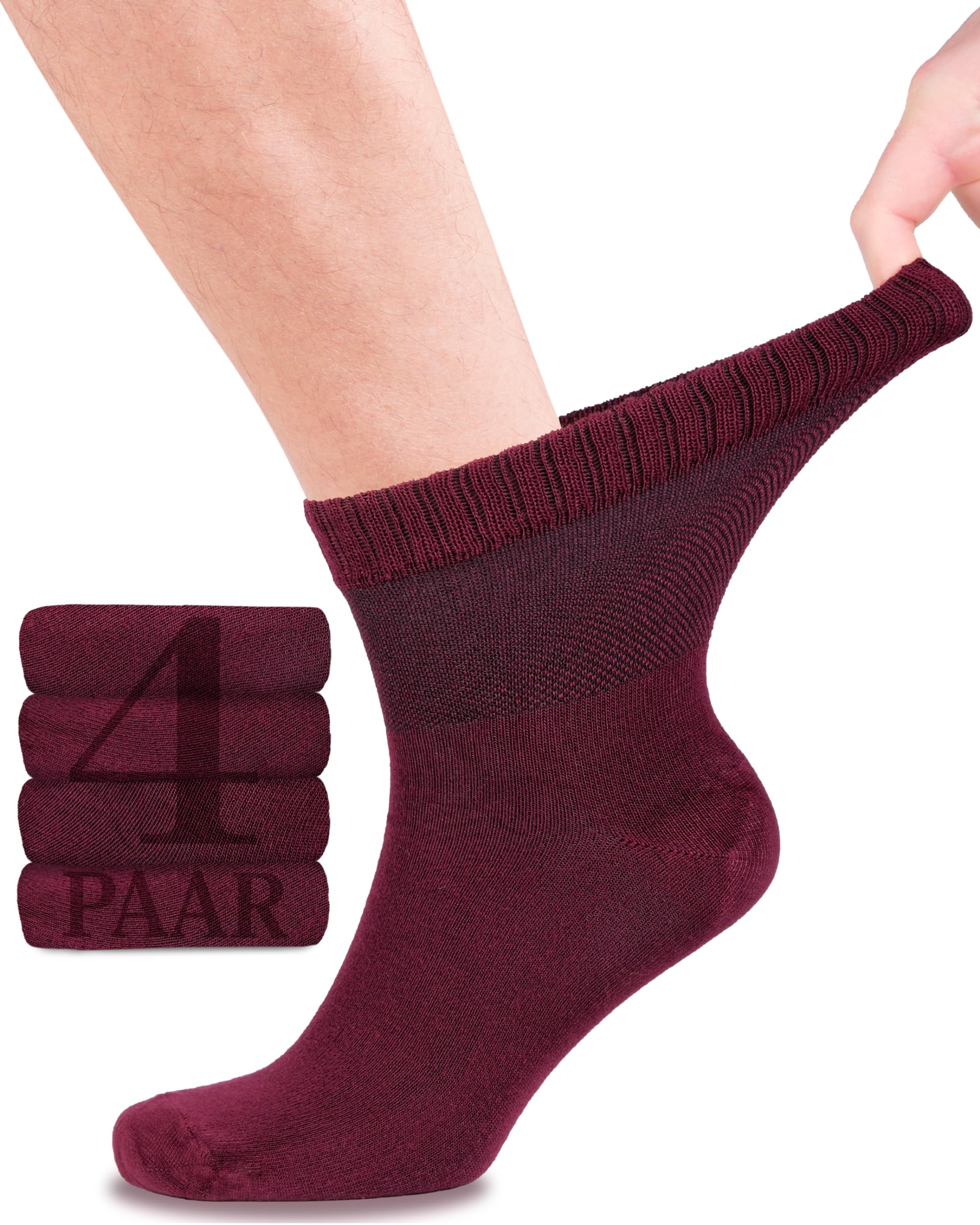 Fiera Besa Diabetikersocken für Herren mit Komfortbund ohne Gummibund, Knöchelhoch, Diabetiker Socken ohne Gummi & ohne Naht