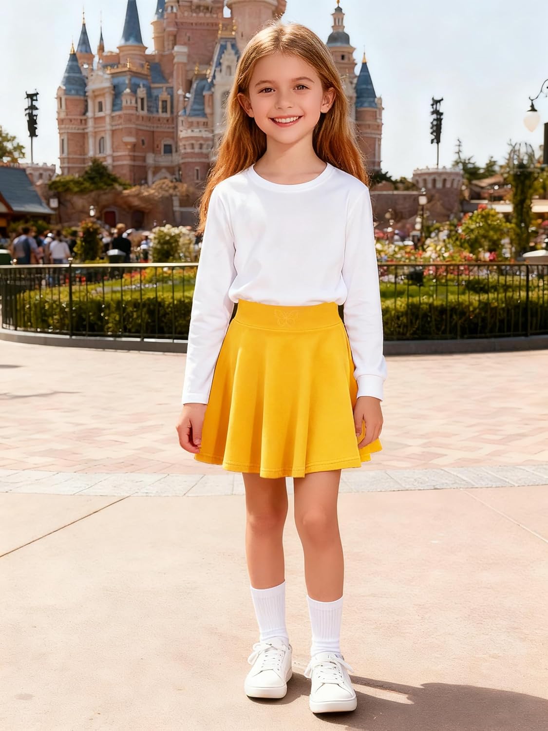 Little Girls Skirts Athletic Uniform Skirts Built in Shorts Casual Mini Skorts for Kids with Pockets - Image 2