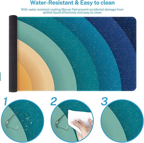 Miniatura 7 de Britimes Alfombrilla de mouse grande estilo bohemio vintage de los años 70, antideslizante, retro, arcoíris, puesta de sol, para teclado y mouse,