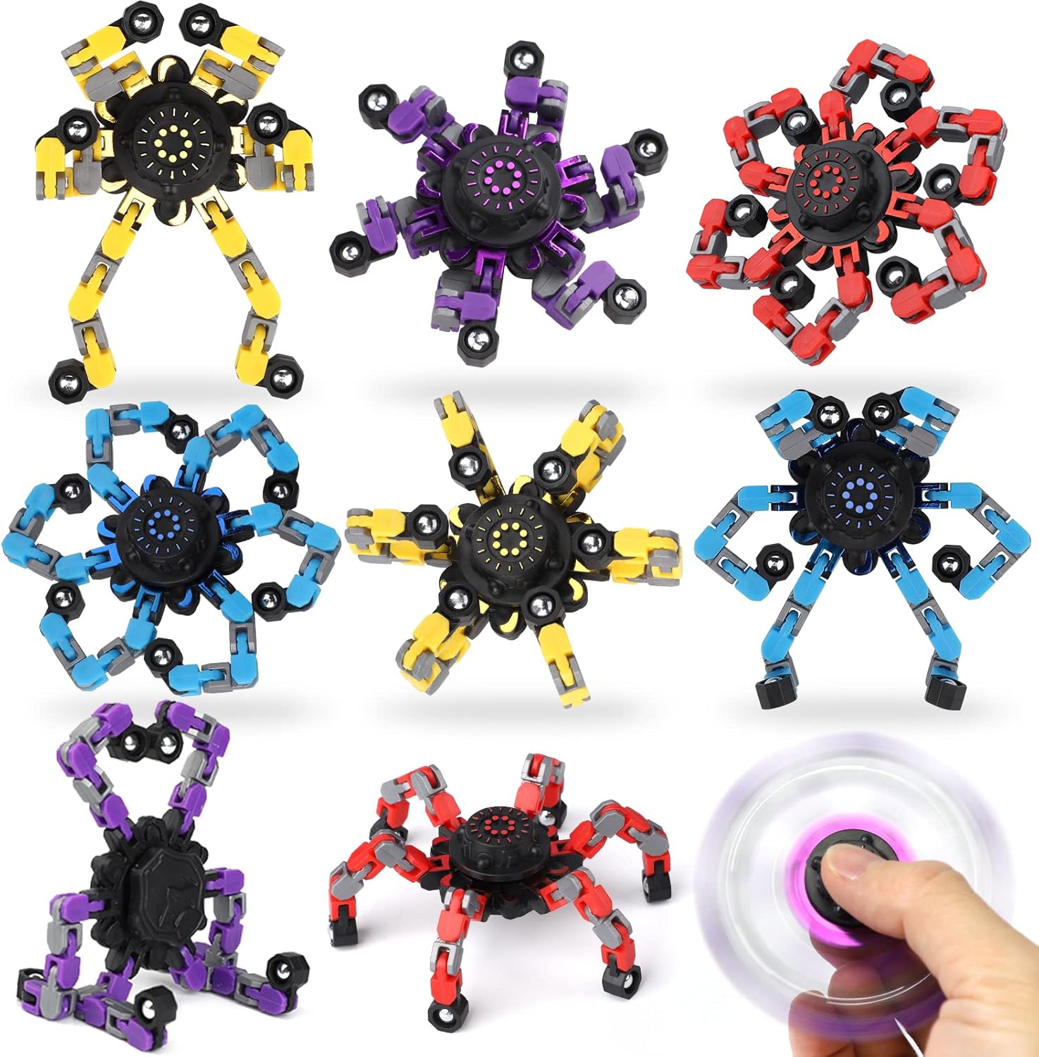 8PCS Roboter Fidget Spinner Spielzeug für Kinder Erwachsene, DIY Verformbare Fingerspitze Gyro Hand … 8PCS Roboter Fidget Spinner Spielzeug für Kinder Erwachsene, DIY Verformbare Fingerspitze Gyro Hand …