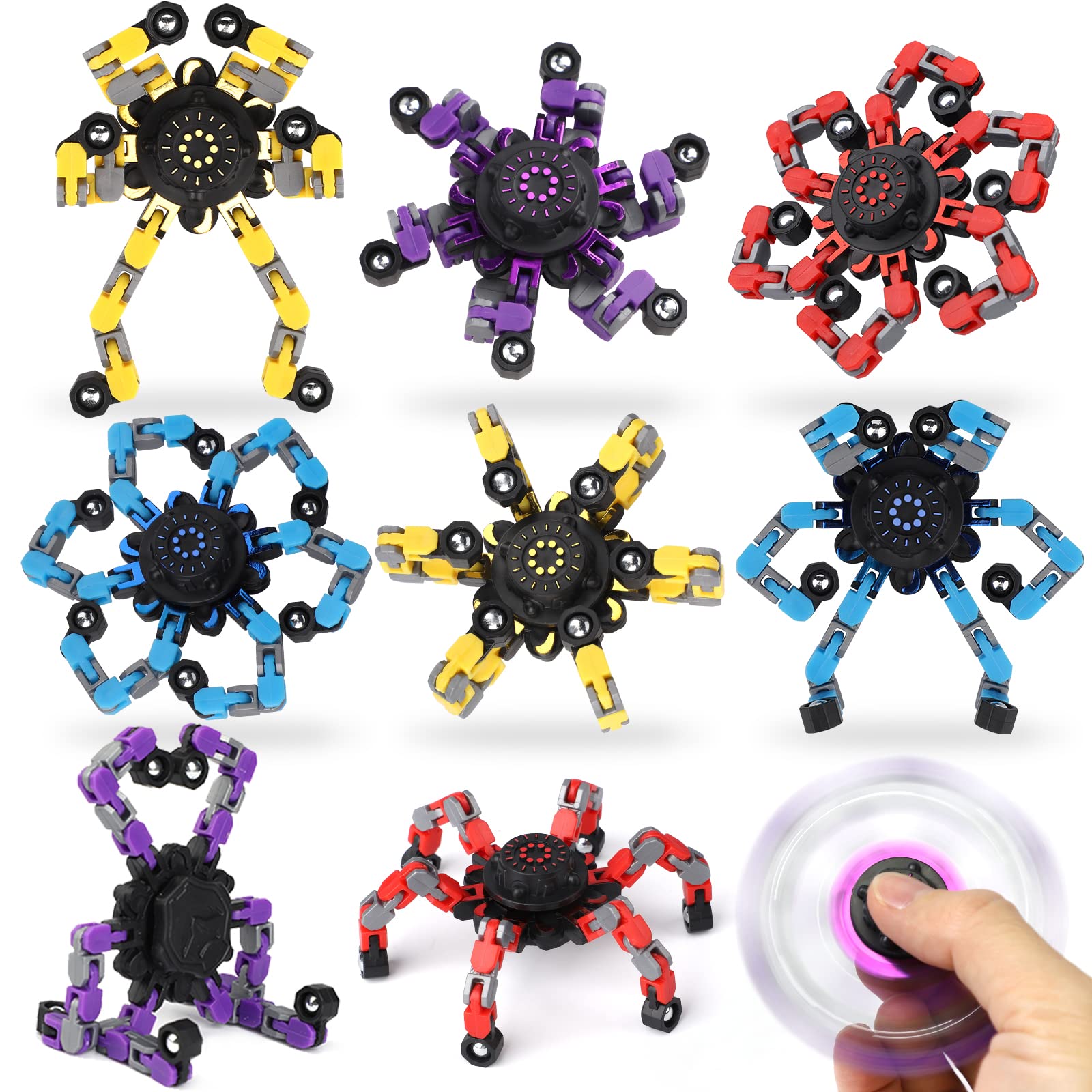 Sponsored Ad – 10PCS Deformable Robot Fidget Spinner Transformable Chain Toy Christmas Stuffer for Kids Adult, DIY Fingertip Gyro for Stress Relief, Creative Hand Finger Spinning Desk Toy, Birthday Gift Party Favor