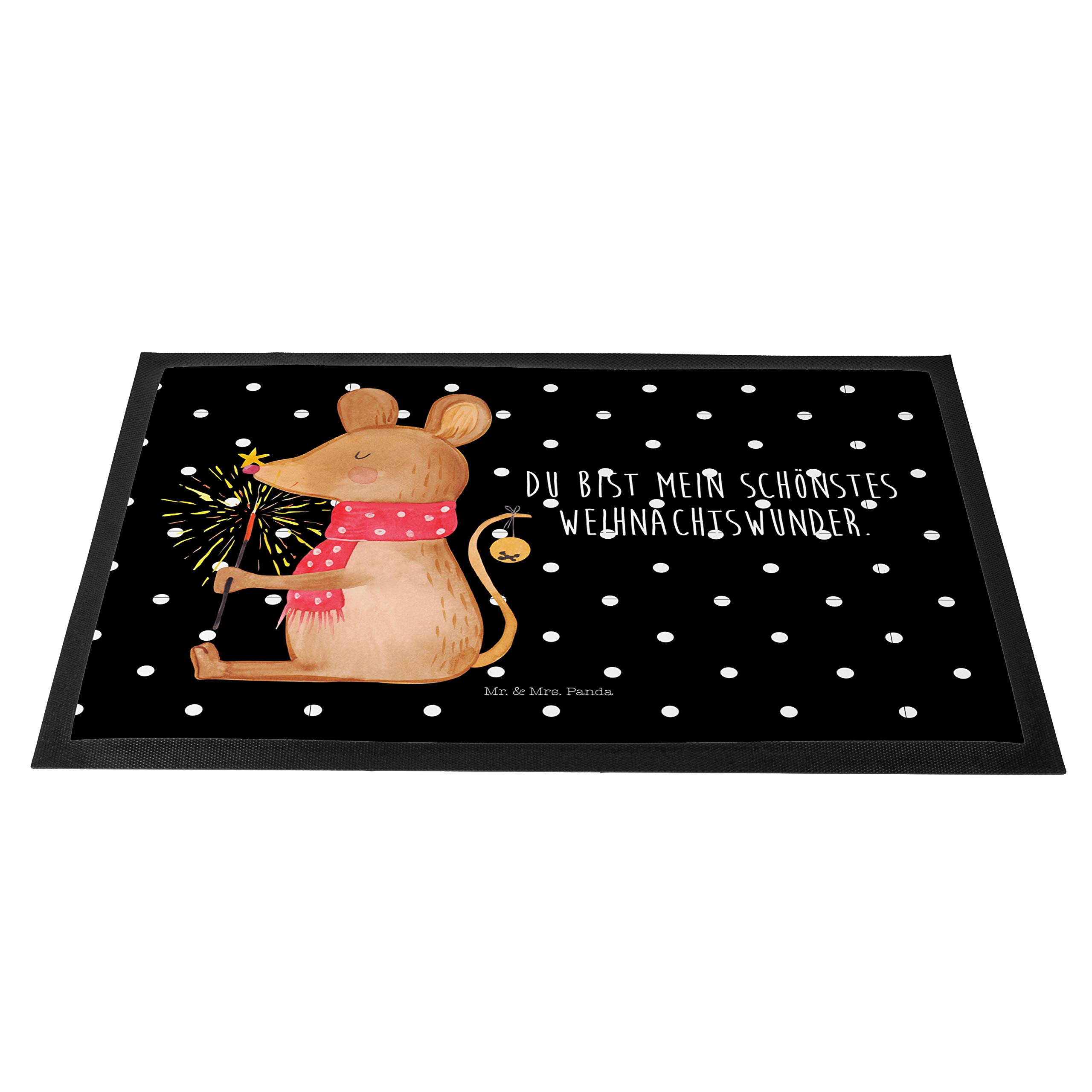 Mr. & Mrs. Panda 60 x 90 cm Fußmatte Maus Weihnachten - Geschenk, Sauberlaufmatte, Fußmatte außen, Wintermotiv, Weihnachtswunder, Türvorleger,