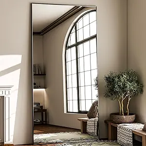GLSLAND 71"x31" Full Length Mirror Extra Large Hanging or Leaning Rectangle Mirror Aluminum Alloy Thin Frame Bedroom Floor Dressing,Black