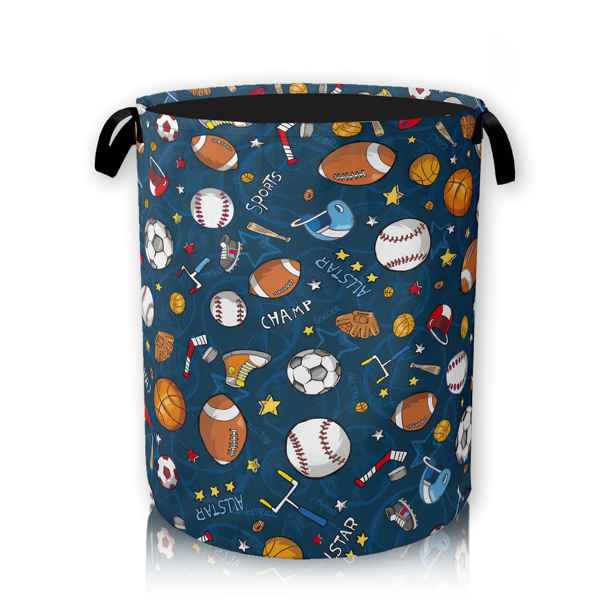 Laundry Hamper,Storage Bins Nursery Hamper Foldable with Waterproof for Kids Toys Room, College Dorms, Home,Gift Basket 66L(Soccer Basketball)