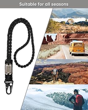 Heavy Duty Paracord Lanyards w/Cool USA Flag for Car Keys/Men/Women, Braided Mens Key Lanyard for Id Badges, Rope Keychain Necklace Strap Camping/Hiking/Fishing/Cycling/Traveling, Black