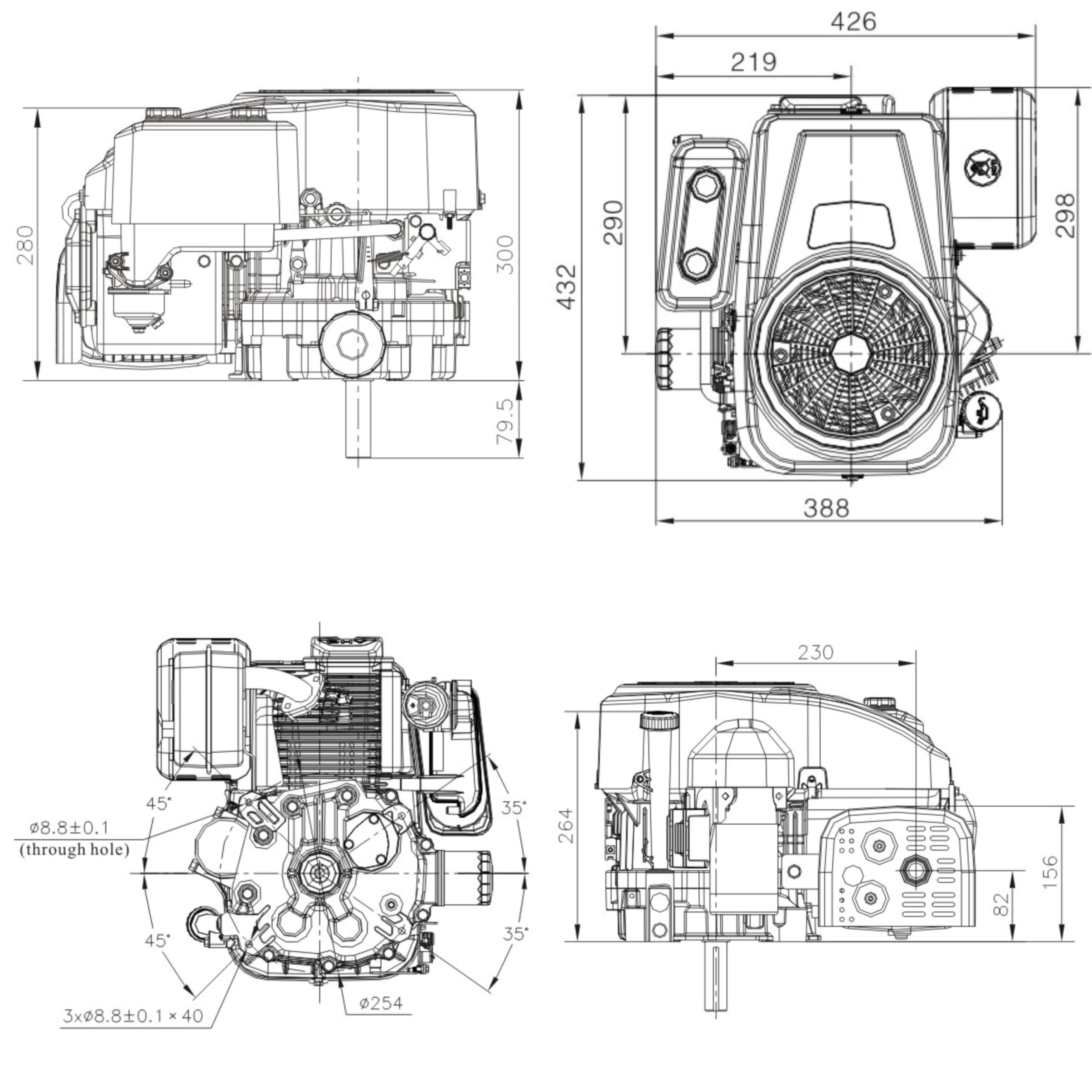 Loncin LC1P92F-1 Benzinmotor 13 PS 452 ccm Austauschmotor Rüttelplatte Kartmotor Einachser Austauschmotor