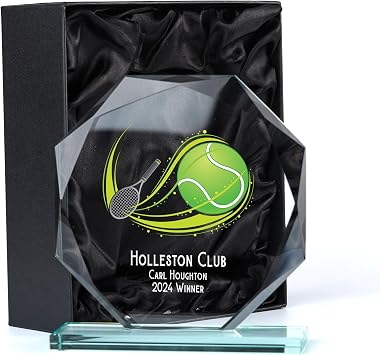 ukgiftstoreonline Large Jade Glass Personalised 15cm Colour Tennis Trophy Award