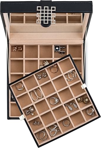 Miniatura 8 de Caja organizadora clásica con 50 compartimientos para joyería para aretes anillos brazaletes o collares