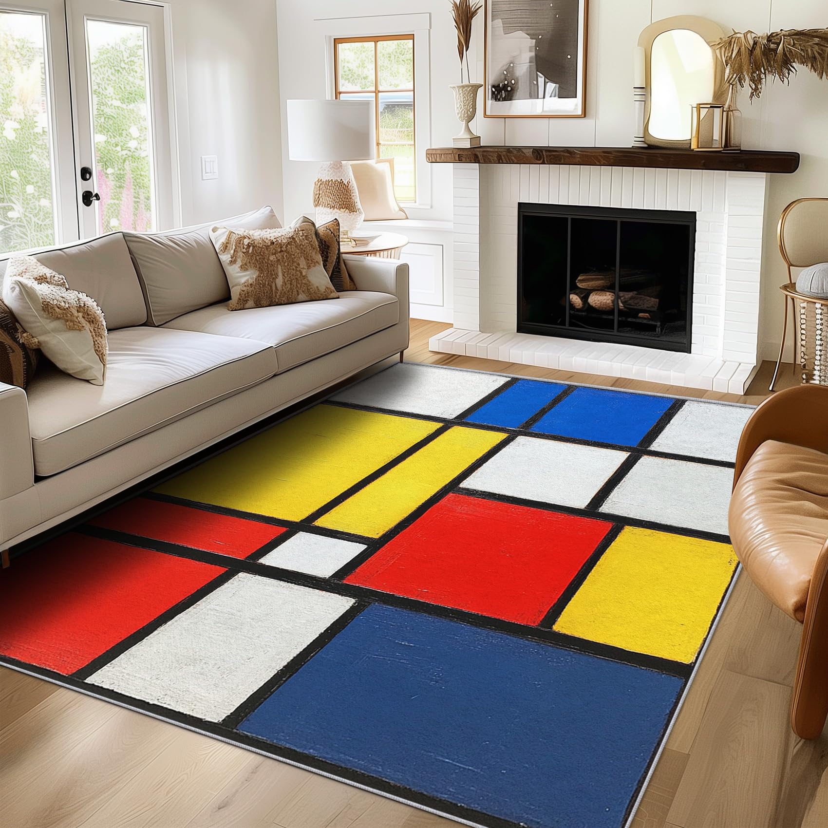 Tapis géométrique 160 x 200 cm multicolore au style moderne unique