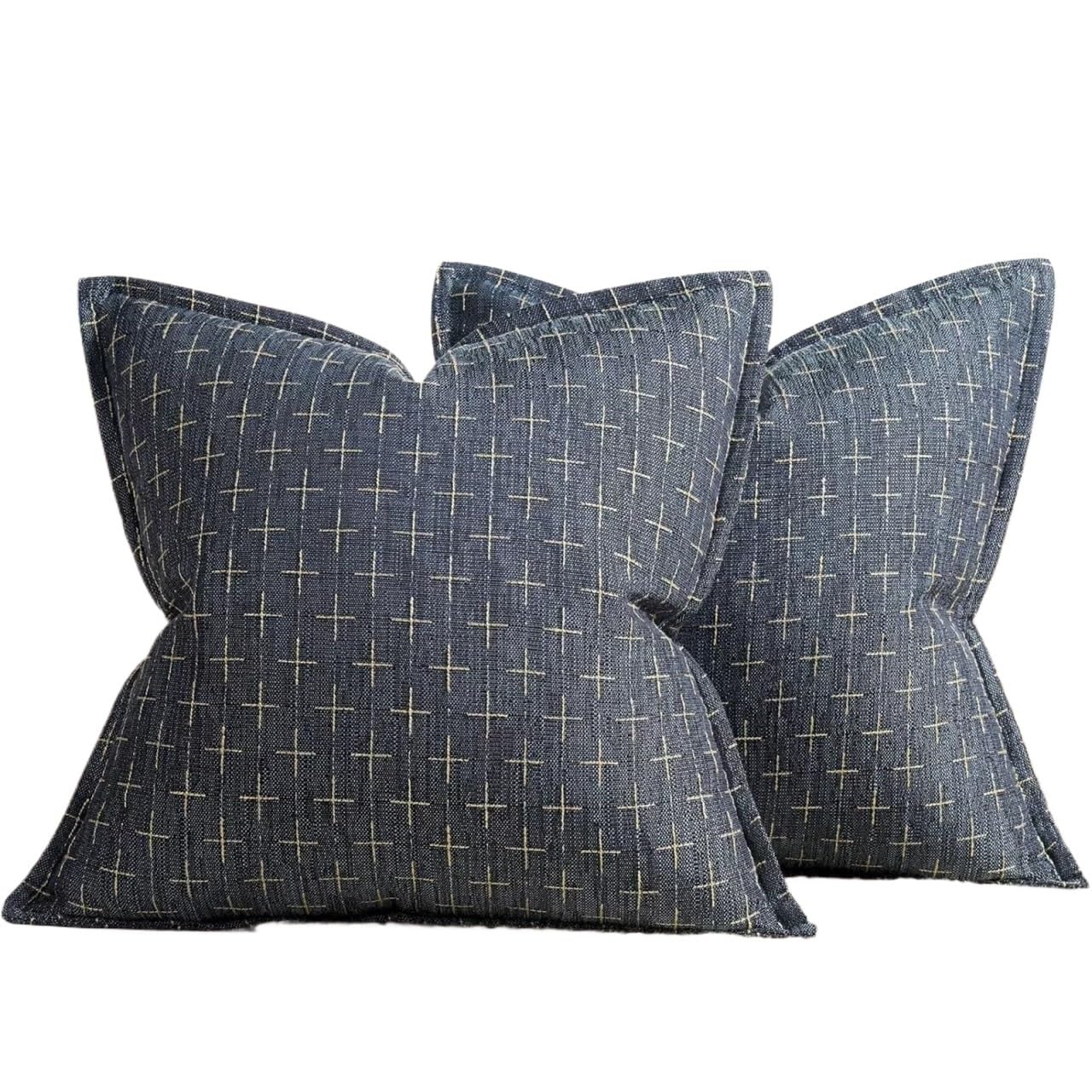 IUVYTA Chenille Pillow Covers Pillow Covers Set of 2 Soft Polyester Textured with Flange Edge Cozy Farmhouse Throw for Couch Sofa(Color8,600x600mm)