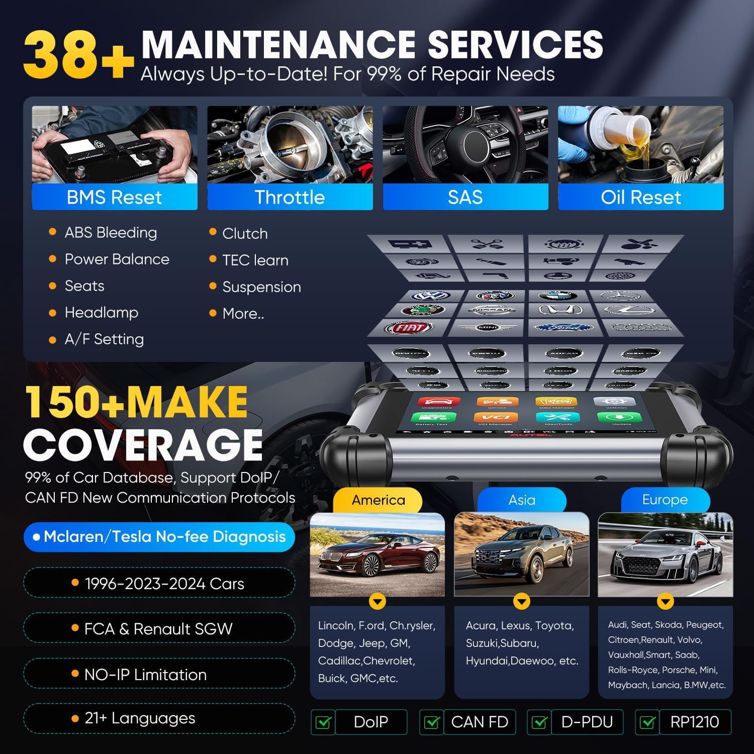 Autel Diagnosis MaxiSYS Elite II Pro, 2026 Actualizada de MK908P II/MS908SP Bidireccional Escáner para Coche Multimarca, Programación & Codificación J2534, 38+ Servicios, Actualización 2 Años