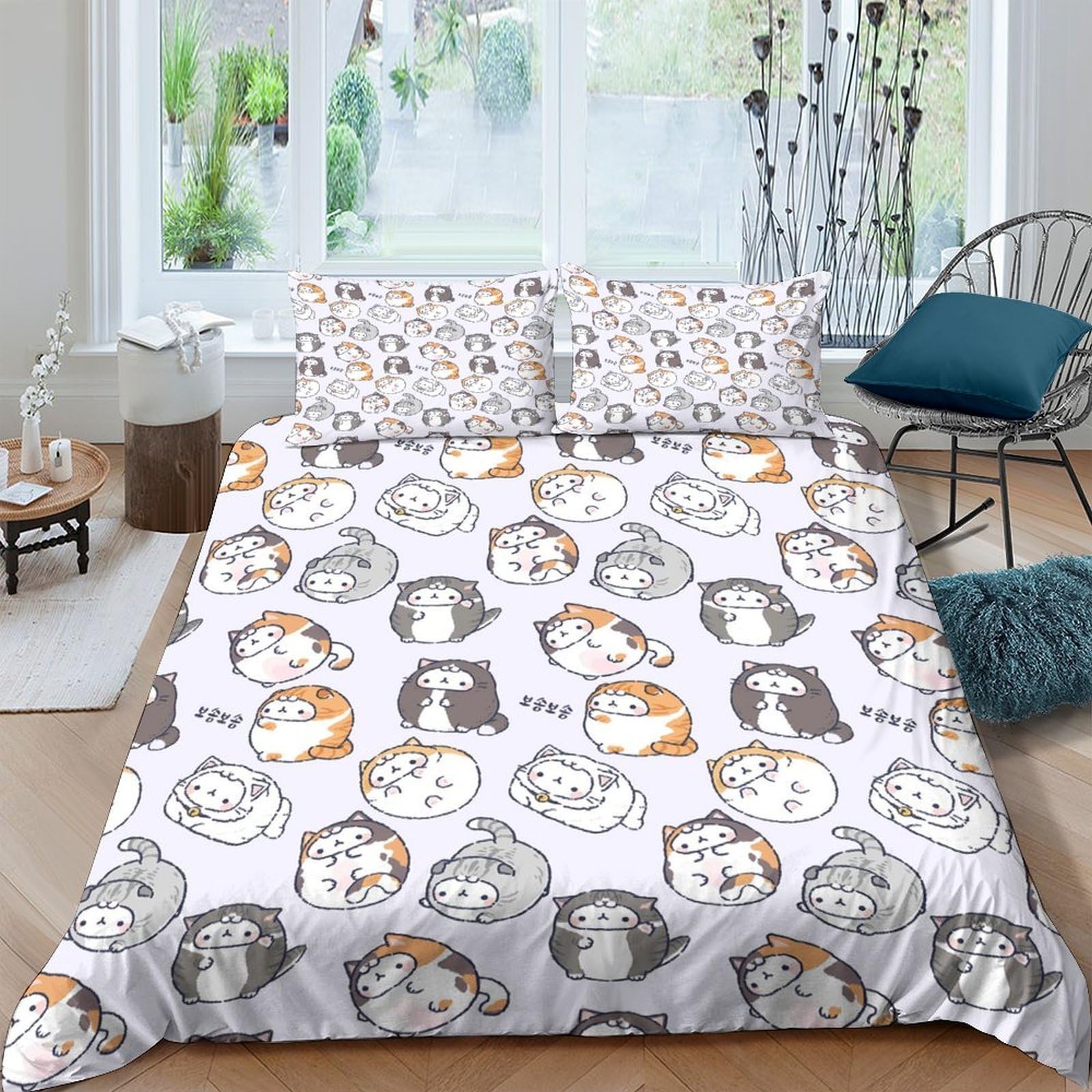 Ctjqhvkz Style-5 3D Printed Cartoon Cat Fitted Sheet Microfiber Soft Anti-Slip Funny Kitten Bed Cover For Bedroom Dorm Easy Care Decor Single（135X200cm）