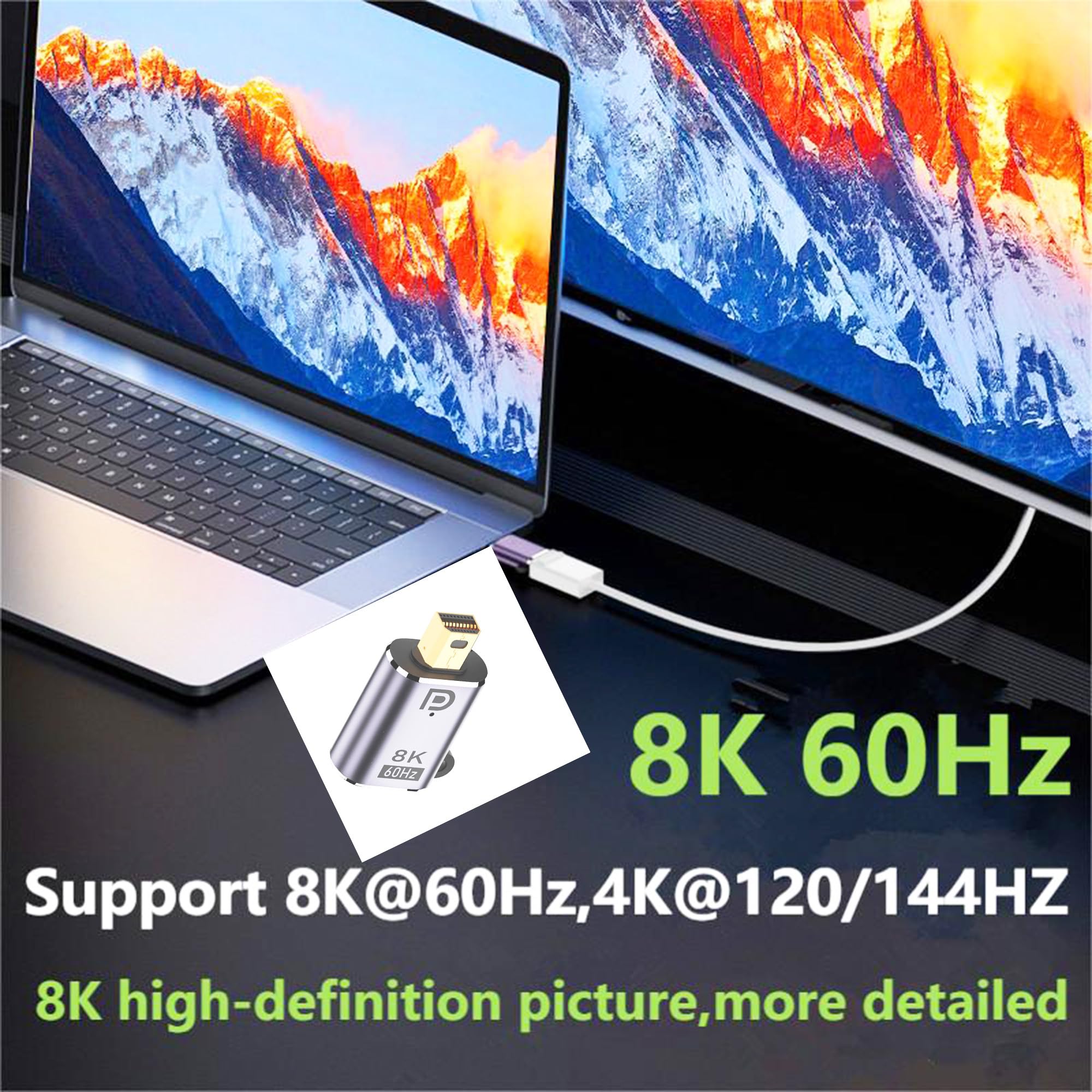 SHANFEILU Adattatore da DP a Mini DP da Mini DisplayPort 1.4 8K a 60Hz DP maschio