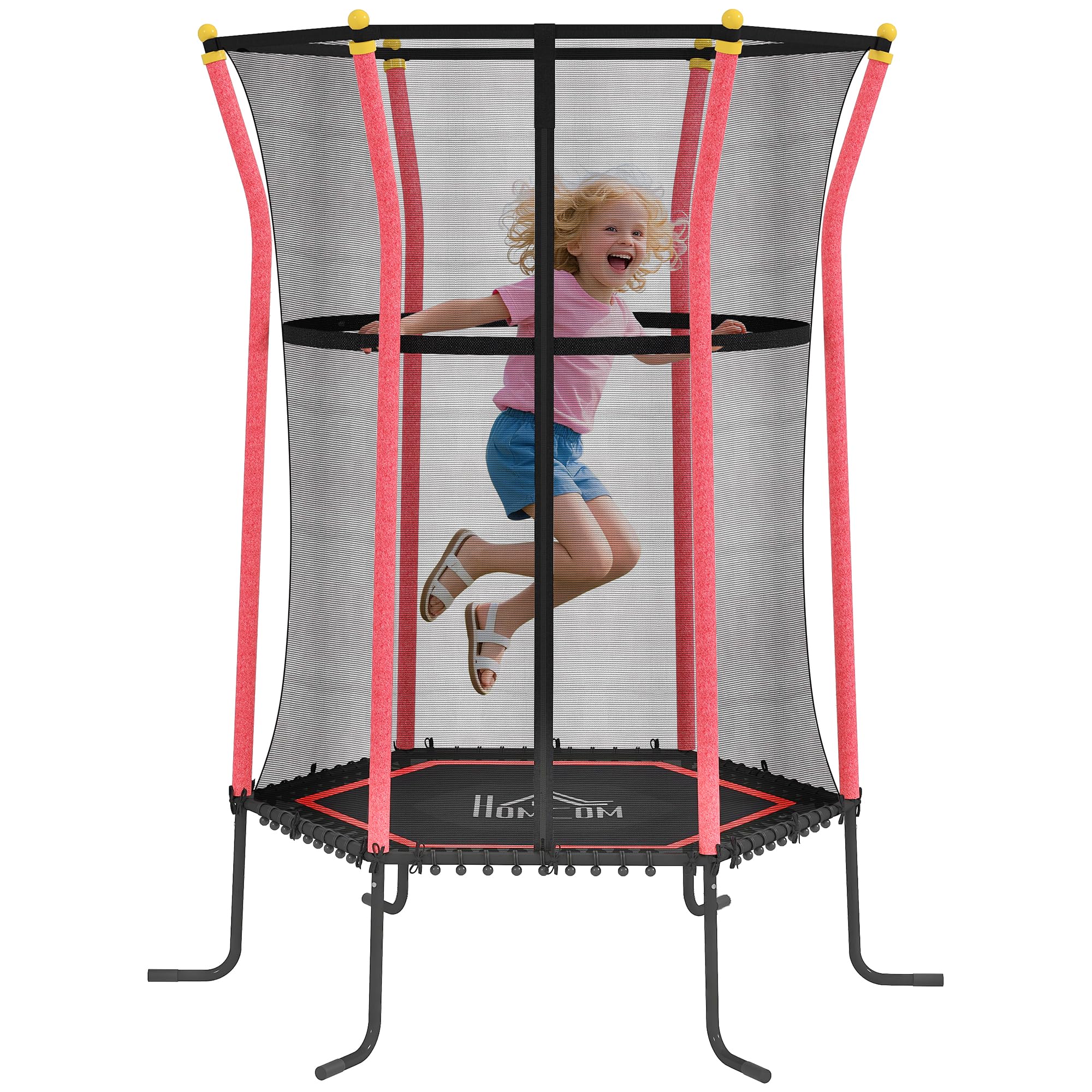 HOMCOM Cama Elástica Infantil de Jardín Trampolín para Niños de +3 Años con Red de Seguridad y Marco de Acero para Interior Exterior Carga 50 kg