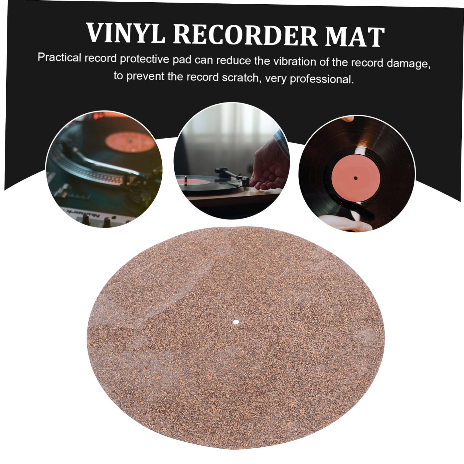 VANZACK Turntable Mat Cork Material Record Player Mat Vin Protective Pad 12 Inch No Groove