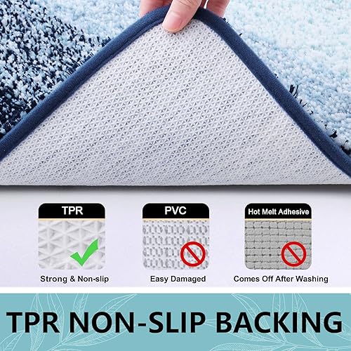 Miniatura 4 de Arotive Tapetes de baño de microfibra, peludos, suaves y absorbentes, antideslizantes, de felpa gruesa, lavables a máquina, para baño, bañera y