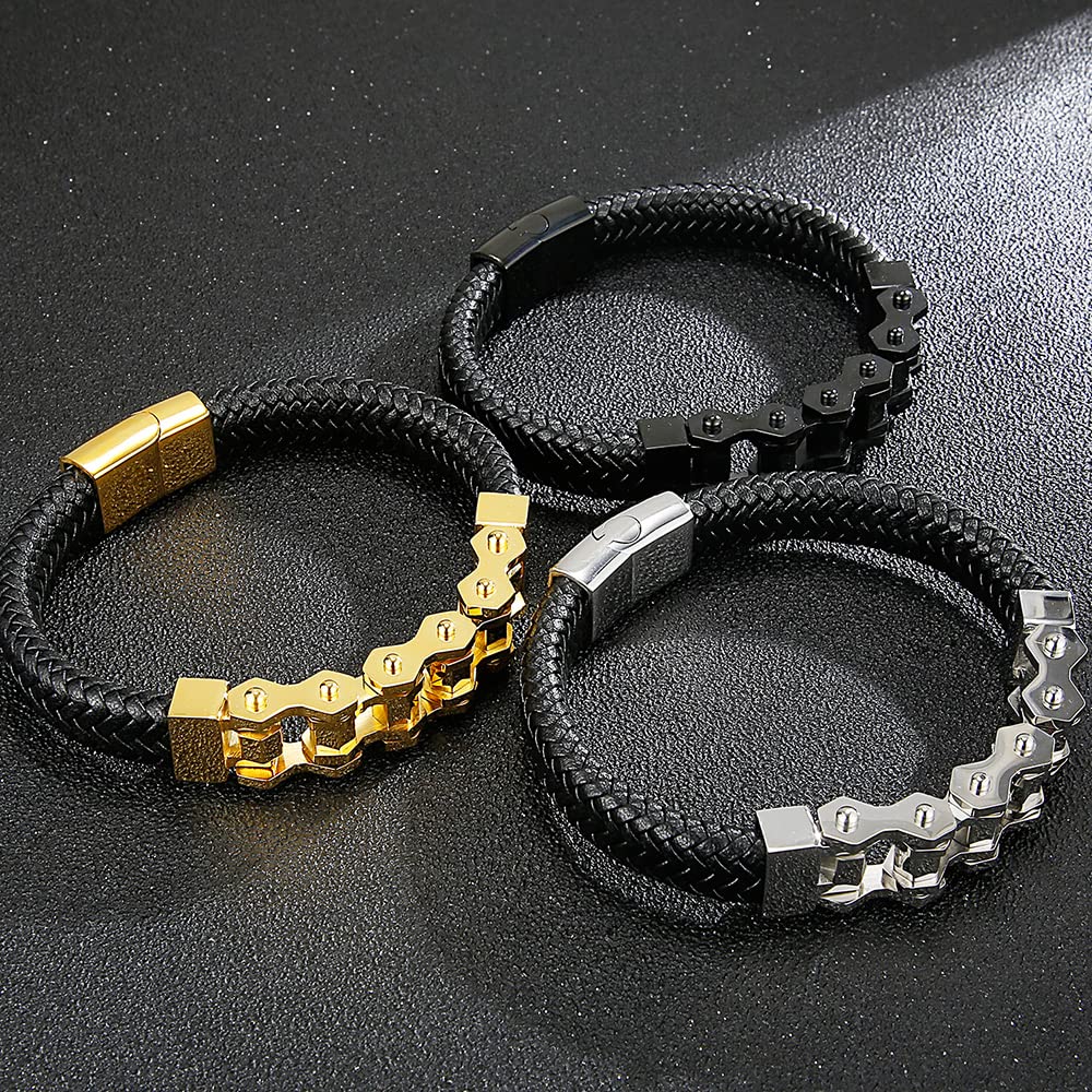 Armbänder Herren Armband Geschenk Armreif Männer Biker Motorrad Fahrrad Kette Armband Männer Geflochtenes Leder Manschette Armreif