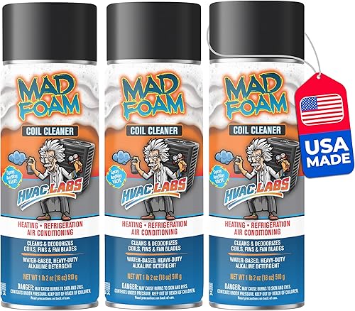 Crazy Foam - Limpiador de bobina de CA para unidad de CA, limpiador de bobina de condensador HVAC, evaporador, sin enjuague ni enjuague con agua,
