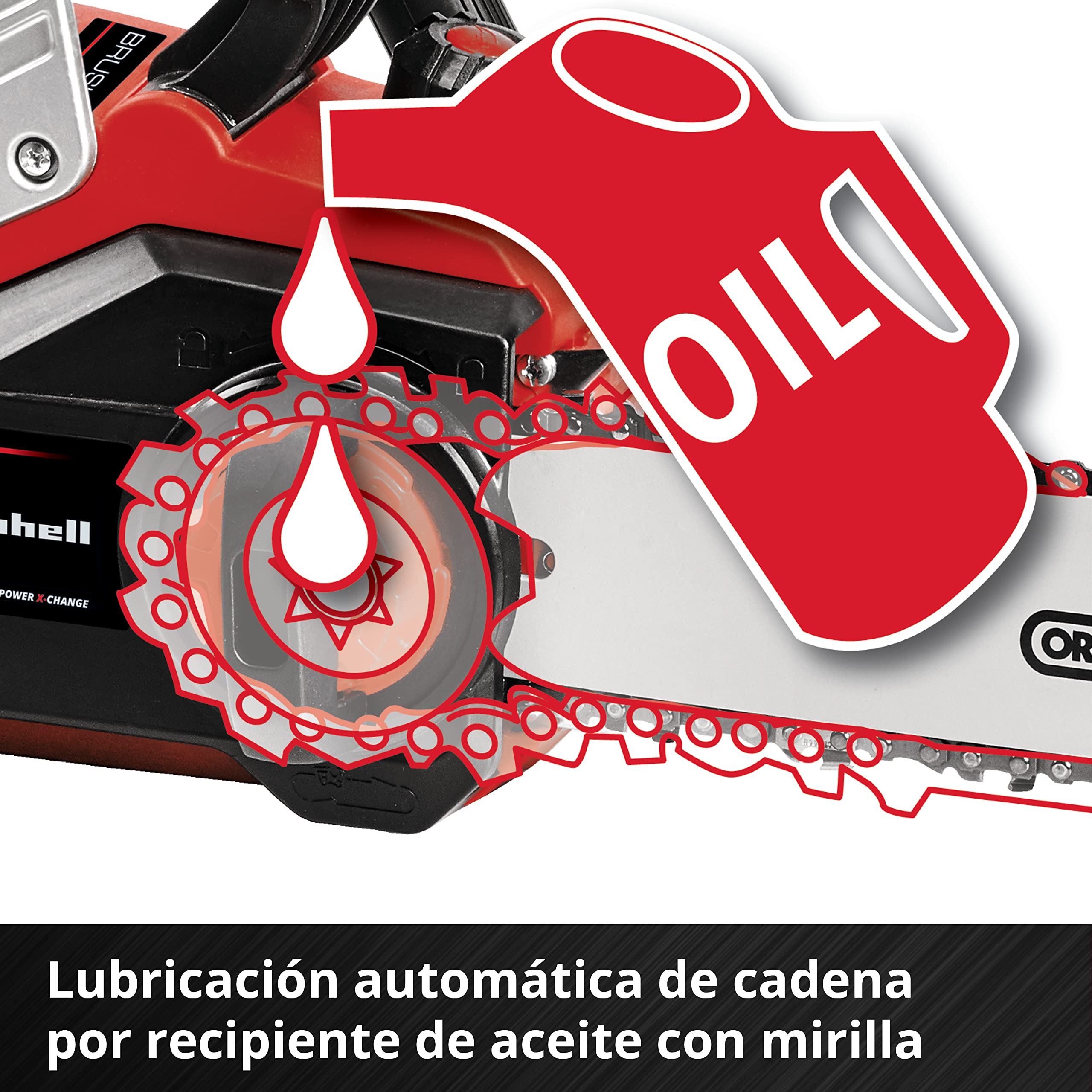 Einhell Motosierra sin cable GE-LC 36/35 Li-Solo Power X-Change (Li-Ion, 36 V, 33 cm de longitud de corte, 15 m/s de velocidad de corte, motor eléctrico sin escobillas, sin batería ni cargador)