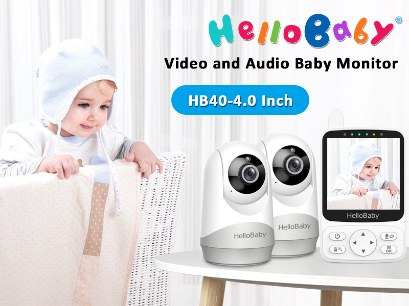 HelloBaby Baby Monitor Video - Schermo 4 IPS, 29h Autonomia, Visione Notturna E Controllo Remoto