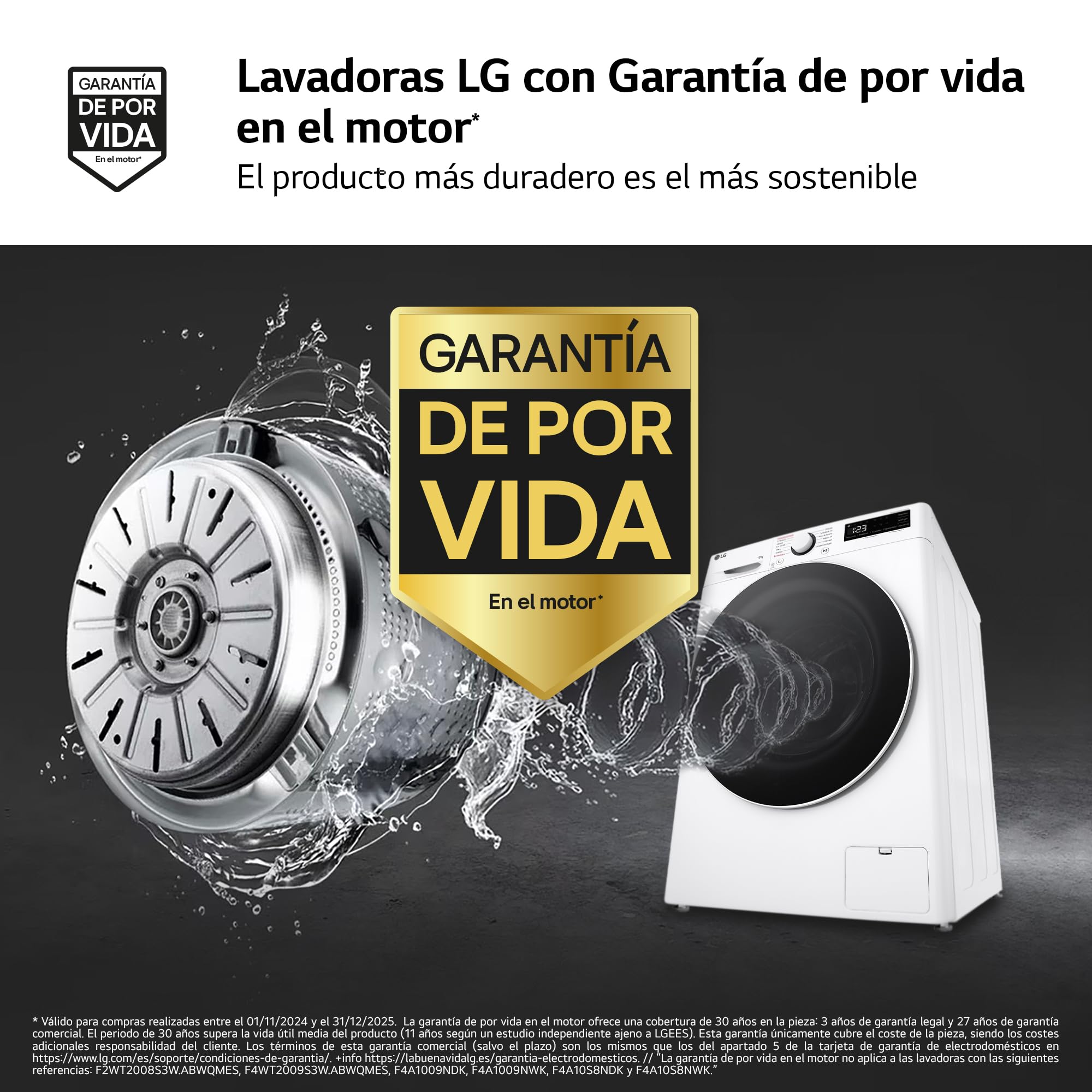 LG F4WR6013A0W - Lavadora Inteligente, 13kg, AI Direct Drive, 1400rpm, Carga Frontal, Clasificación A, TurboWash 360º, Vapor Steam, Serie 600, Blanco