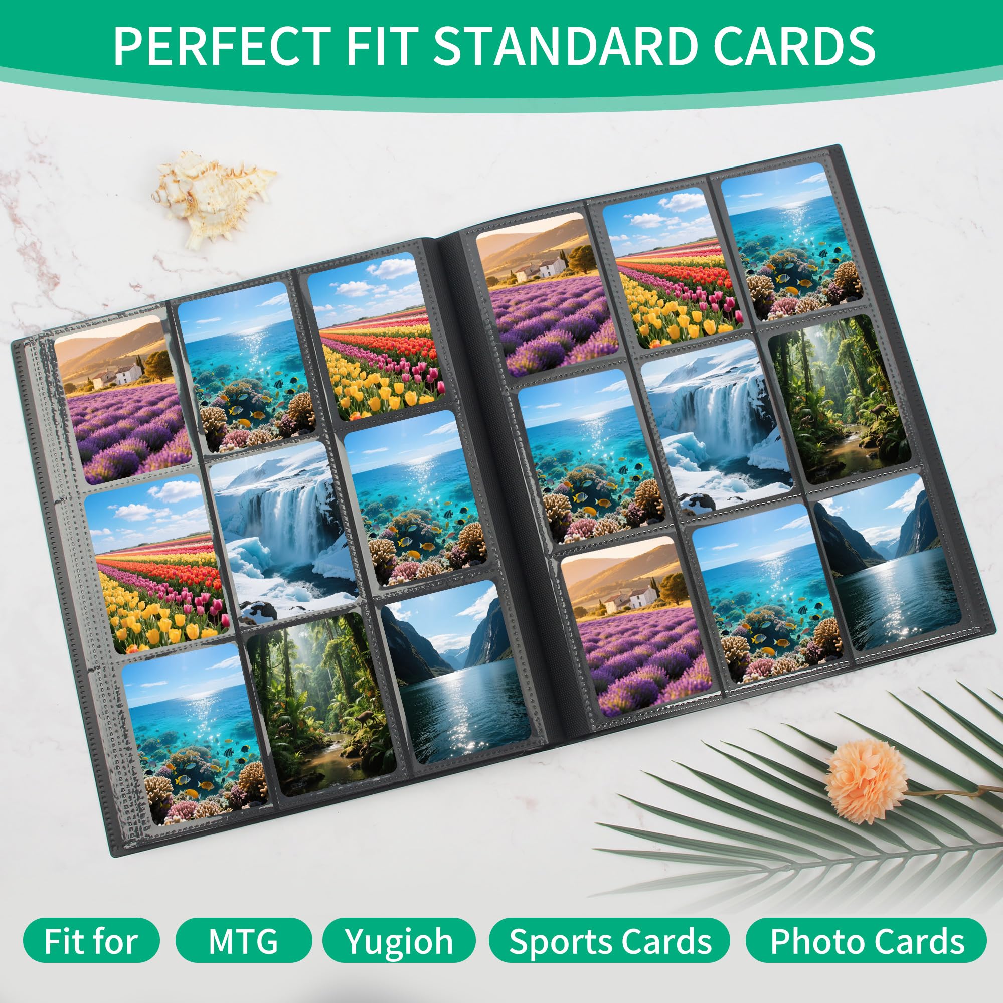 Raccoglitore Carte da Collezione di Giochi, Album Carte Collezionabili, Album Trasparente Impermeabile, per Pokémon, Yu-Gi-Oh, Mtg, Carte da Sport (360 Pockets)