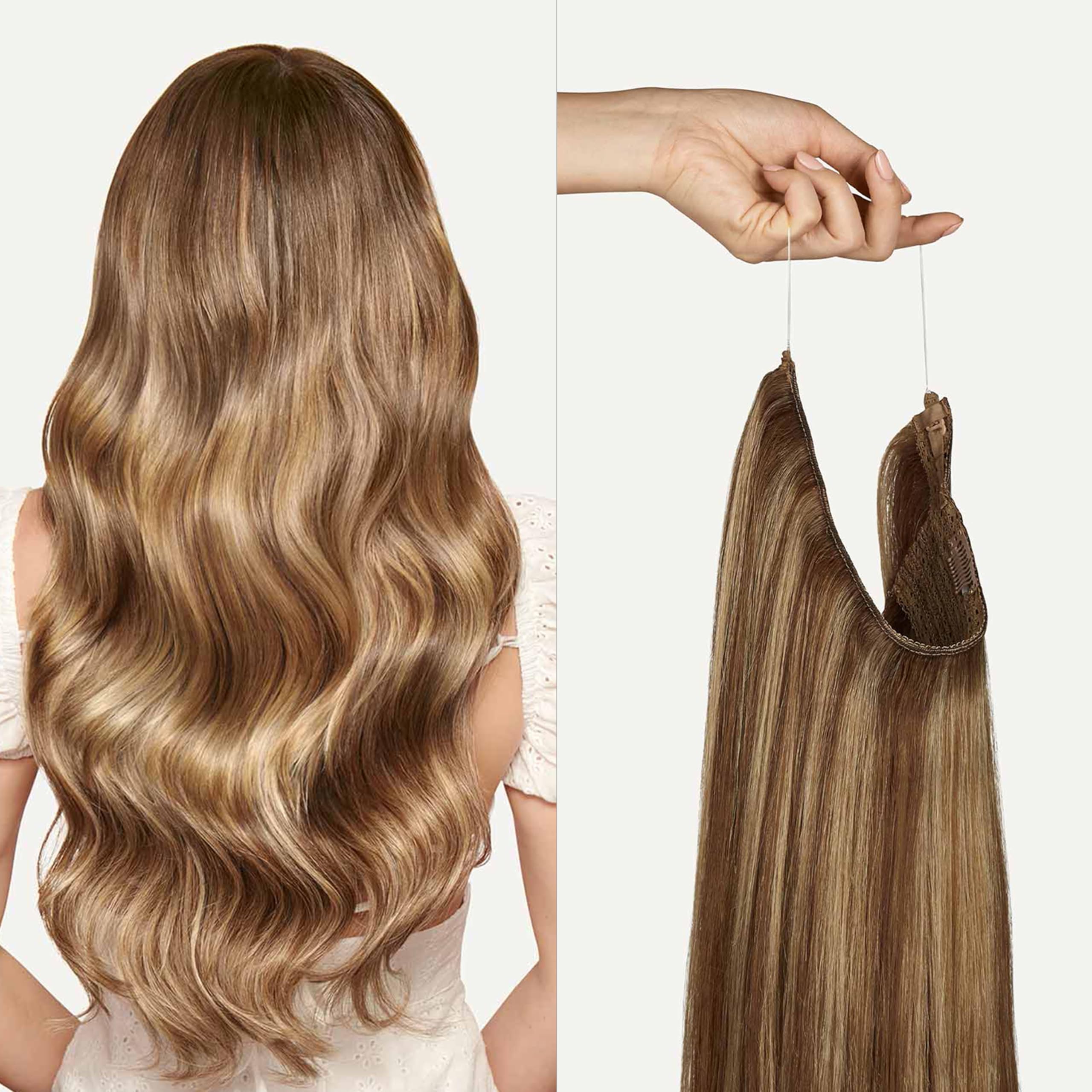 Luxy 100% Remy Human Hair – Halo Clip-In Hair Extensions –Natural Looking Volume & Length - One-Piece - Easy 5-Min Application 180 grams 20" Chestnut