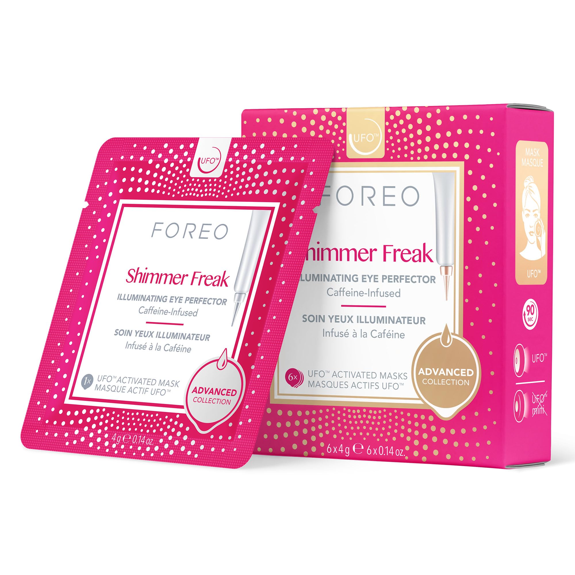 Shimmer Freak Advanced Collection 2.0 UFO-Activated Facial, Eye Contour Illuminating, Beauty & Personal Care, Rose Water, Niacinamide, All Skin Types, Wrinkles, Puffiness, 6 Pieces in Pack