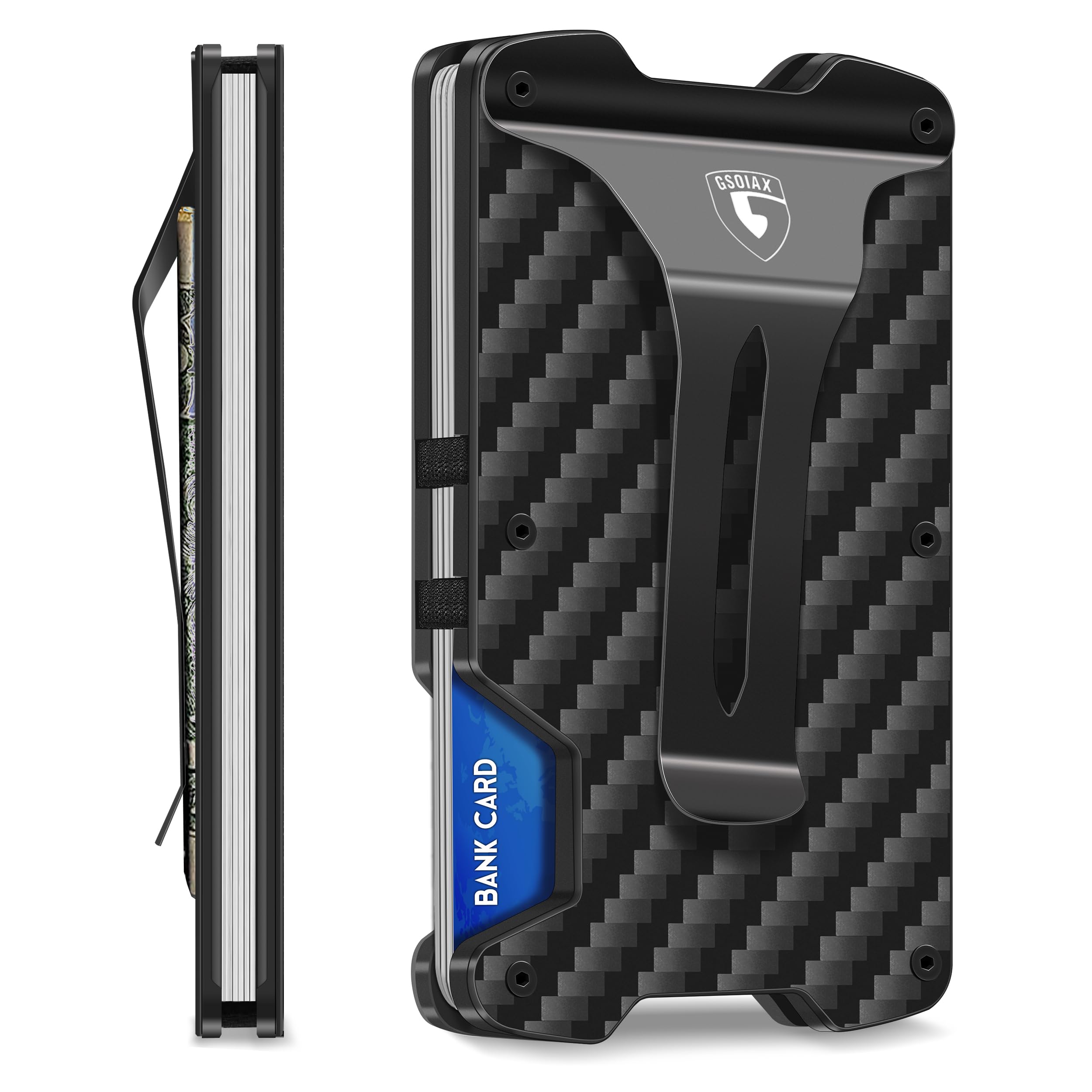 GSOIAX Minimalist Slim Wallet For Men, Slim RFID Wallet I Scratch Resistant Aluminum Holder Pocket Cash Credit Card Holder, BLACK, Minimalist