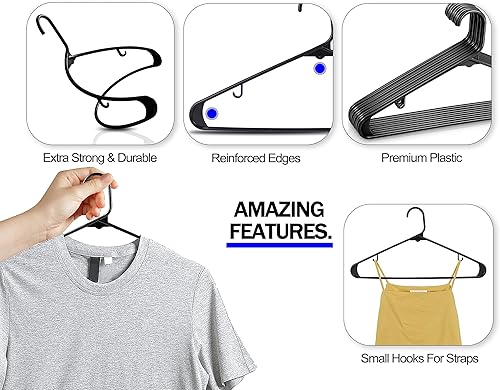 Miniatura 4 de Perchas de plástico para ropa  Paquete de 20 perchas resistentes y duraderas con ganchos  Perchas duraderas y ligeras que ahorran espacio para