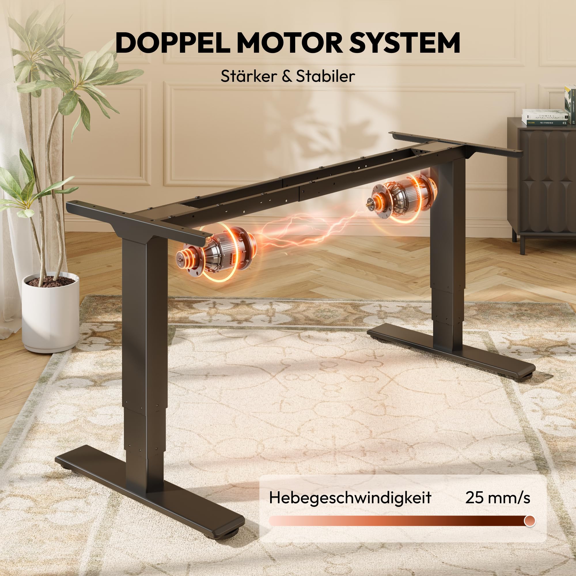 SANODESK Höhenverstellbarer Schreibtisch Gestell mit 2 starken Motoren 3-stufige tischgestell höhenverstellbar mit 4 Memory-Steuerung passt für alle gängigen Tischplatten (Plus)