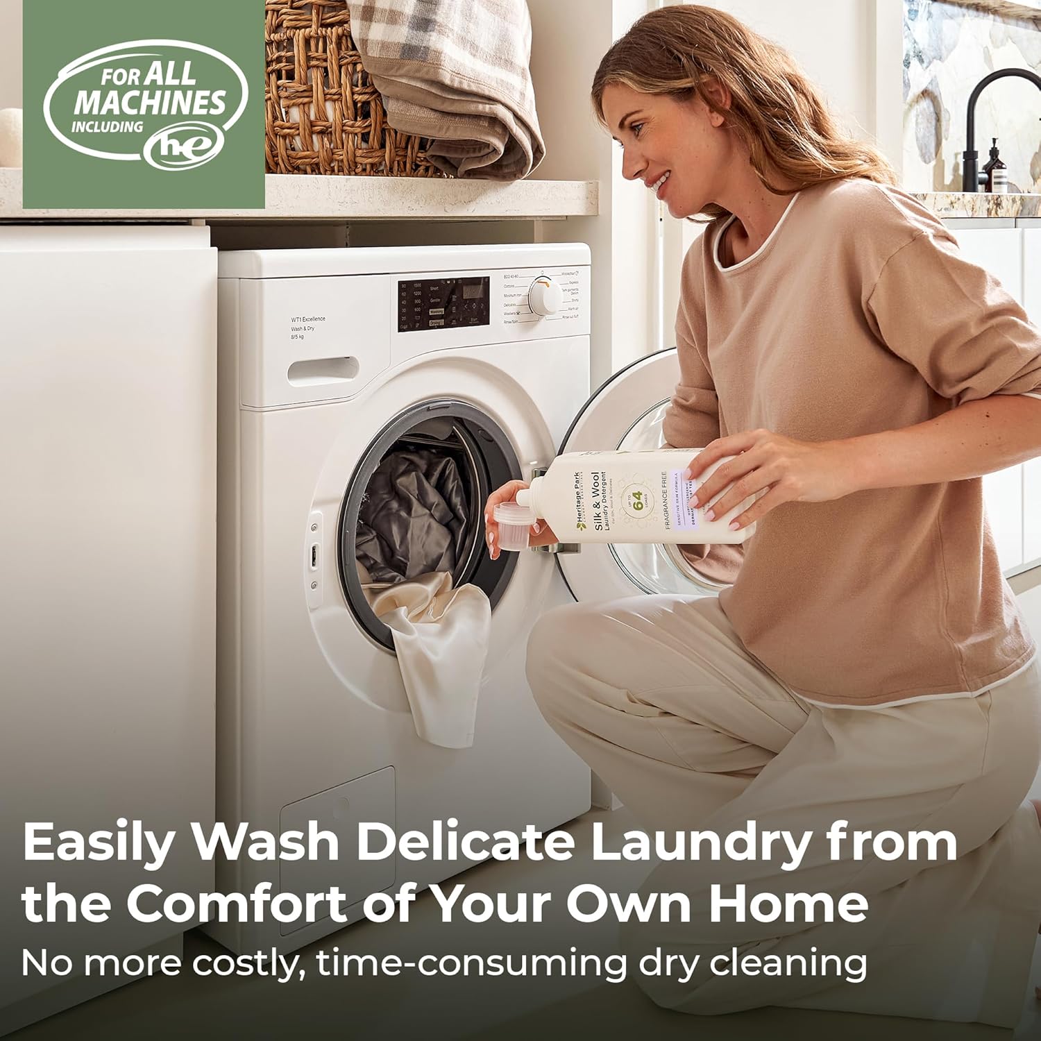 Heritage Park Silk & Wool Fragrance Free, Hypoallergenic, pH-Neutral Laundry Detergent – Dermatologist-tested, Sensitive Skin-Friendly, Enzyme-Free, Concentrated Up to 64 loads (32 fl oz) - Image 8