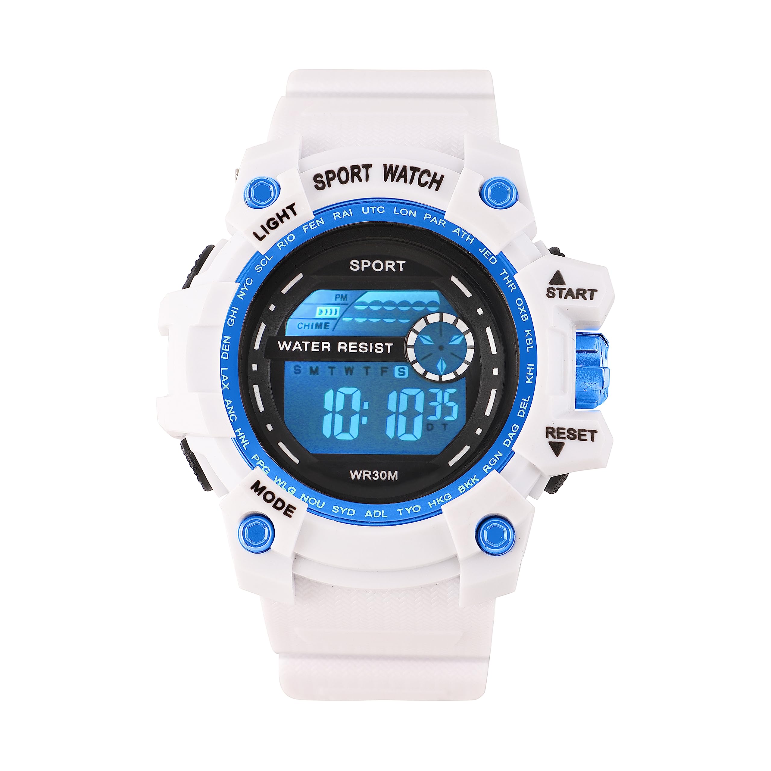 Trex White Color Sport Digital Display Multi Functional Working Alarm Water&Shock Resistance Wrist Watch for Men (Silver) (Blue) (B0CB9CPWZF) Amazon Price History, Amazon Price Tracker