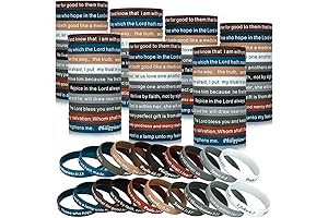 120 Pieces NS PPD Silicone Wristbands, Religious Bracelets, Motivational Quote Rubber Wristbands,...