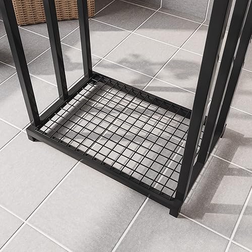 Miniatura 5 de BOFENG Toalleros de metal negro de pie para toallero de baño, soporte de toalla de piso de 3 niveles, toalleros de escalera con estante