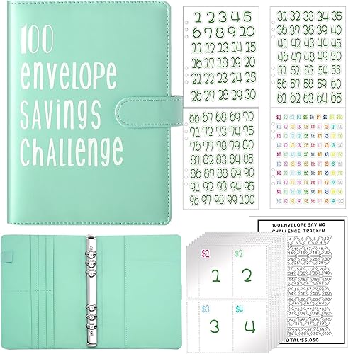 Carpeta de desafíos de ahorro de dinero con 100 sobres, forma fácil y divertida de ahorrar 5.050, carpeta de presupuestos con sobres de efectivo