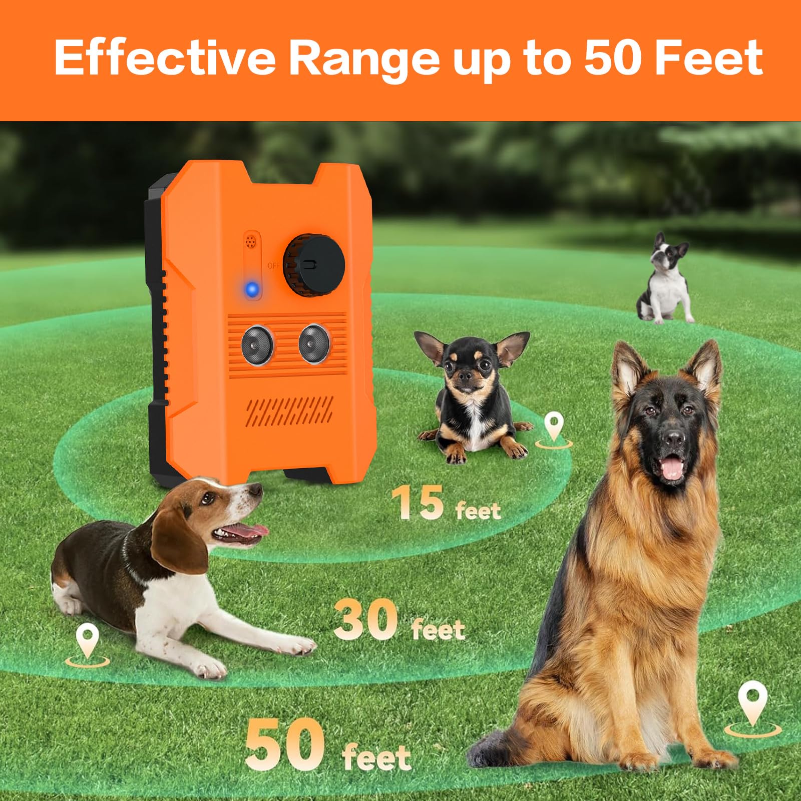 Bubbacare Anti-Bell-Gerät – Ultraschall-Hundetrainer, Wiederaufladbar & Sicher, Bis 5 M Reichweite