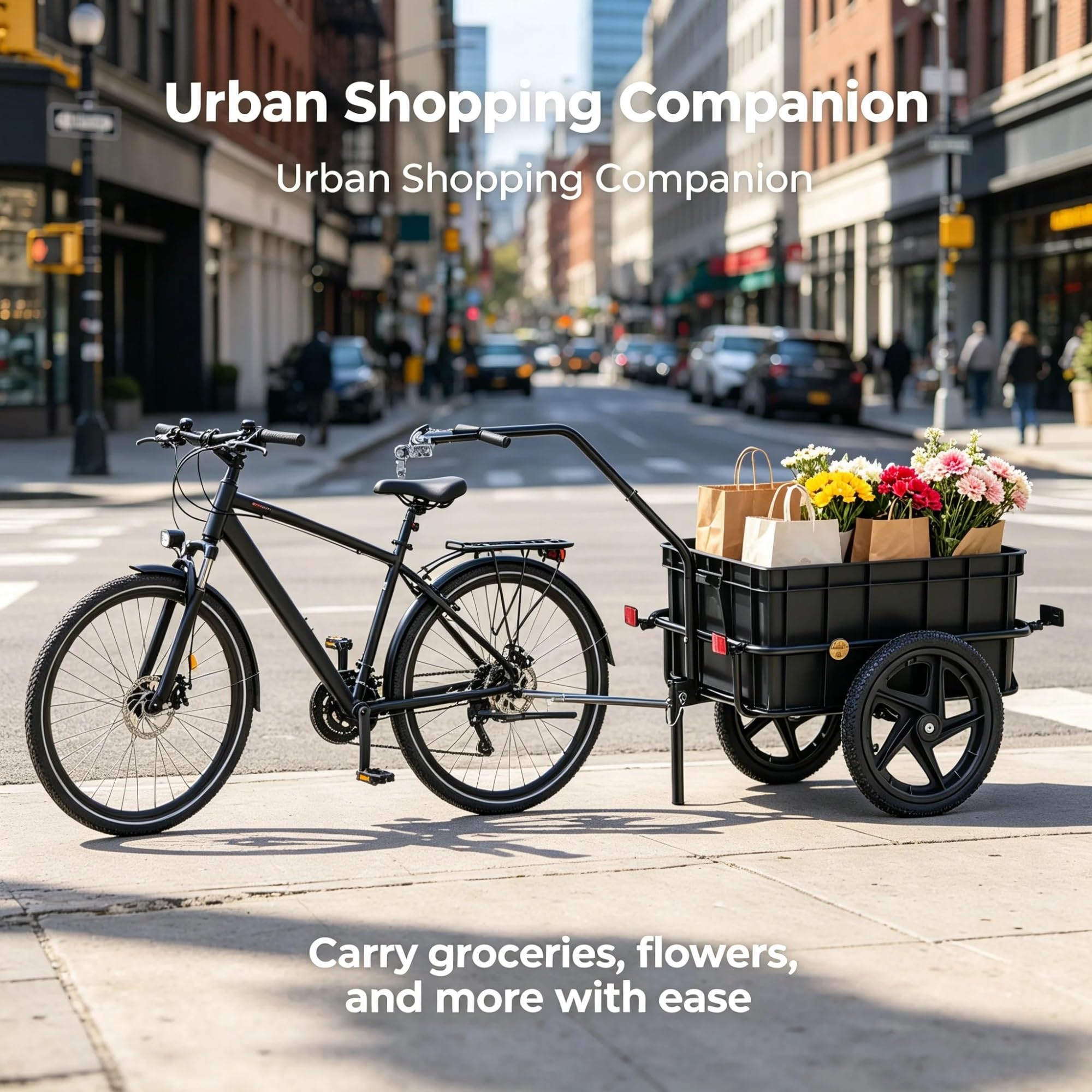 Remorque Cargo Monoroue Tout-Terrain avec Suspension à Ressort pour Vélos Électriques