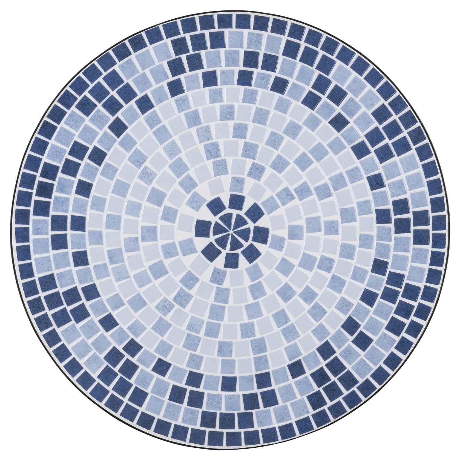 Mosaico da giardino, rotondo, in metallo, 60 cm, mosaico, da giardino, rotondo, per interni ed esterni, per terrazze, mosaico in pietra, per balcone, tavolo da pranzo mediterraneo