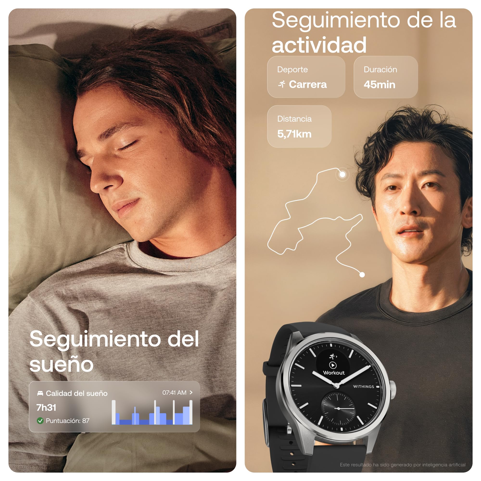 Withings ScanWatch 2, Smartwatch Híbrido, ECG, GPS, 42mm, Negro | ECG con detección de FA, puntuación del sueño, 40+ actividades detectadas, SpO2, seguimiento del ciclo menstrual