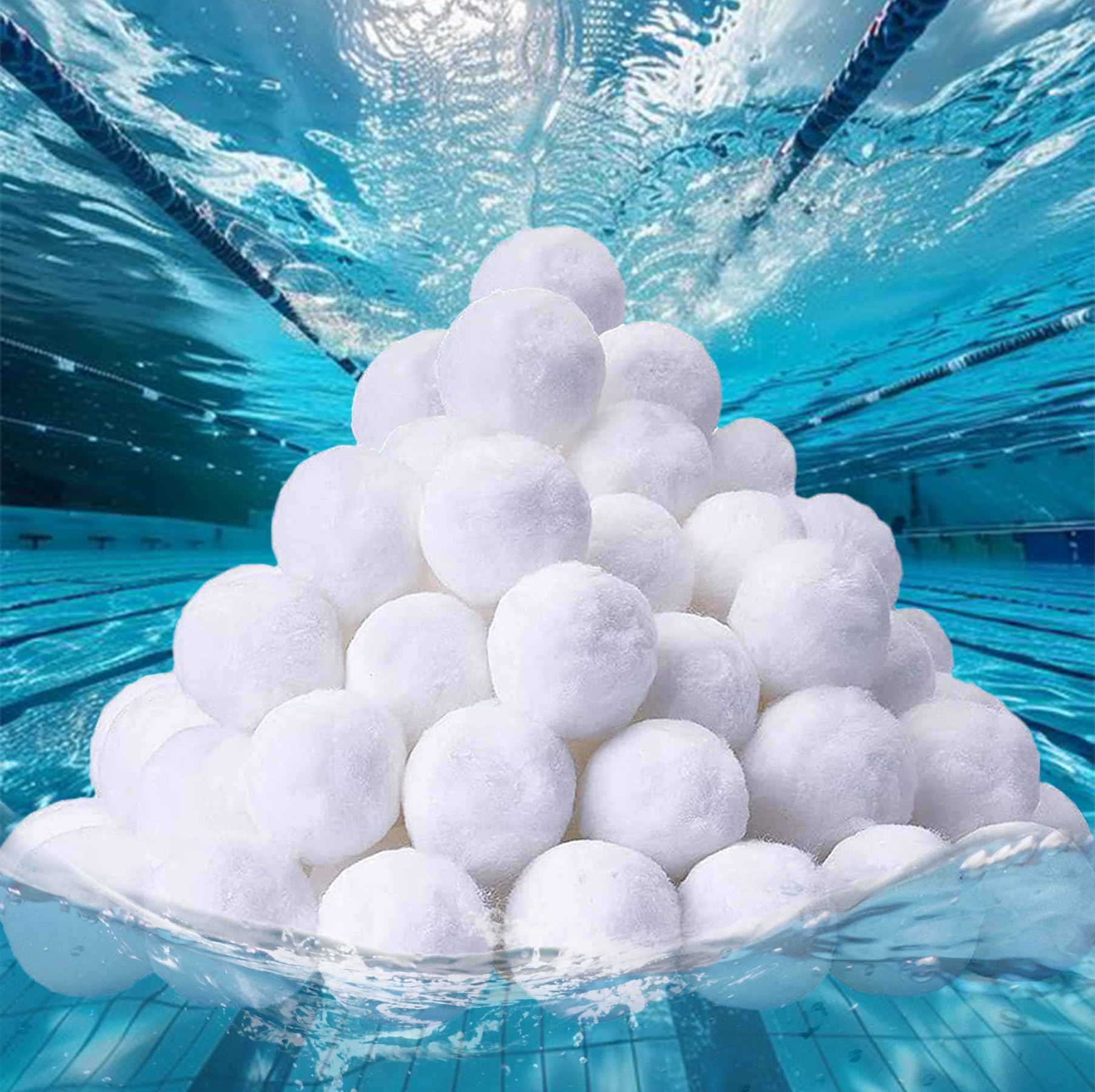 Balles filtrantes de piscine de 1,8 kg, balles filtrantes réutilisables pour filtres à sable de piscine, balles filtrantes bleues légères, remplacent le sable filtrant de 68 kg, adaptées pour les