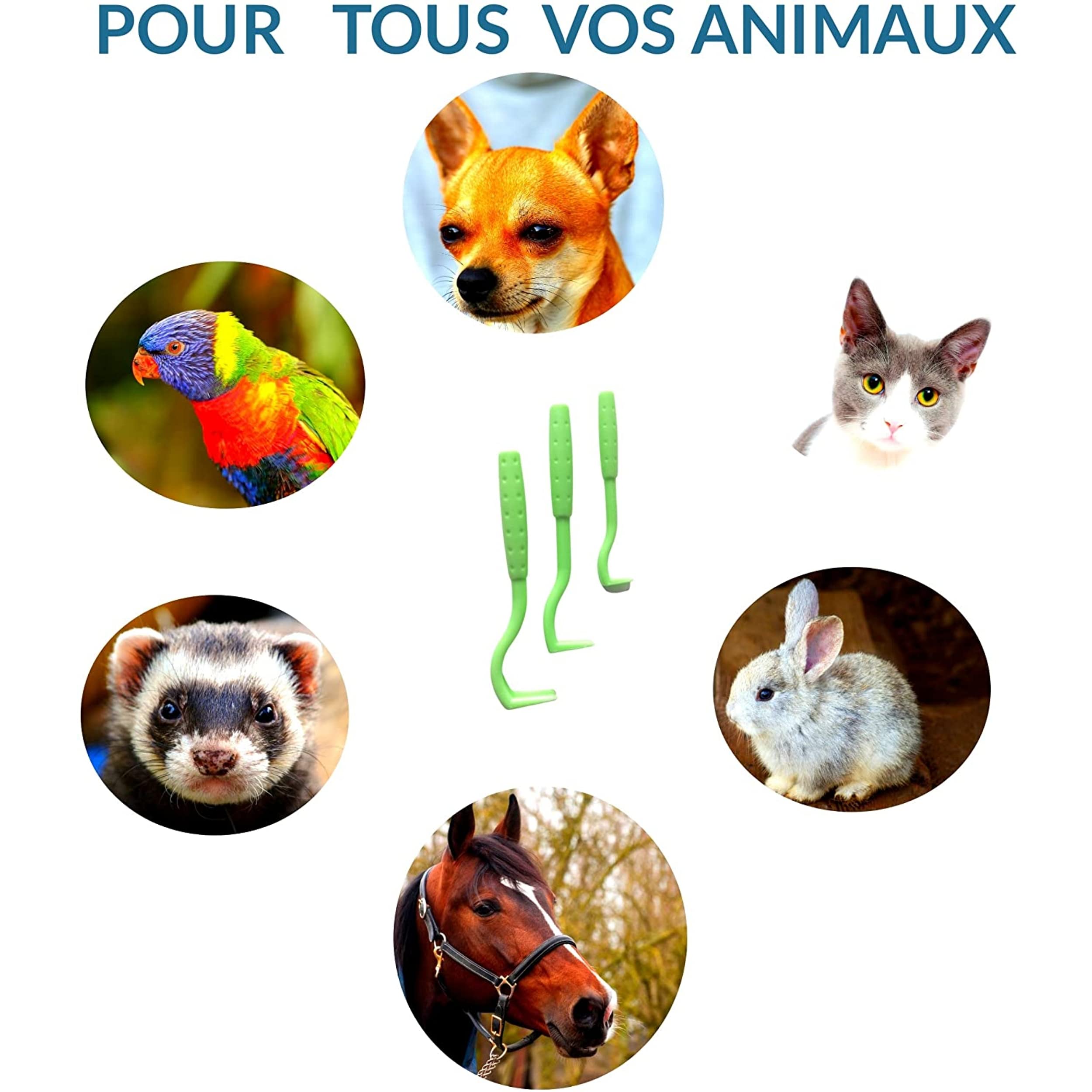 Tire Tique,produit anti tique, Accessoire Antiparasitaire BONUS OFFERT, Retire/Enlève/Attrape parasites, Lot de 3 pinces pour Chat Chien Humain