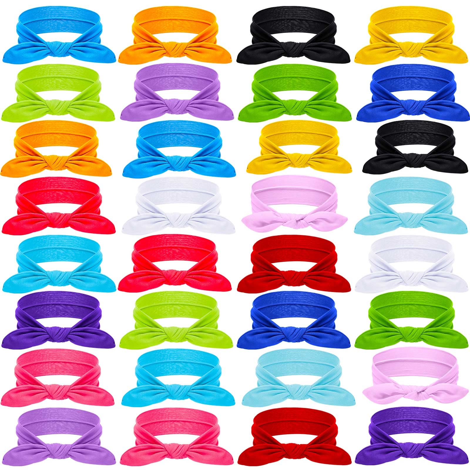 Chunyin 32 Pcs Women's Headbands Bows Headwraps Turban Bow Rabbit Ears Headband Non Slip Hair Band for Women Head Scarf Workout Running Sport Sweat